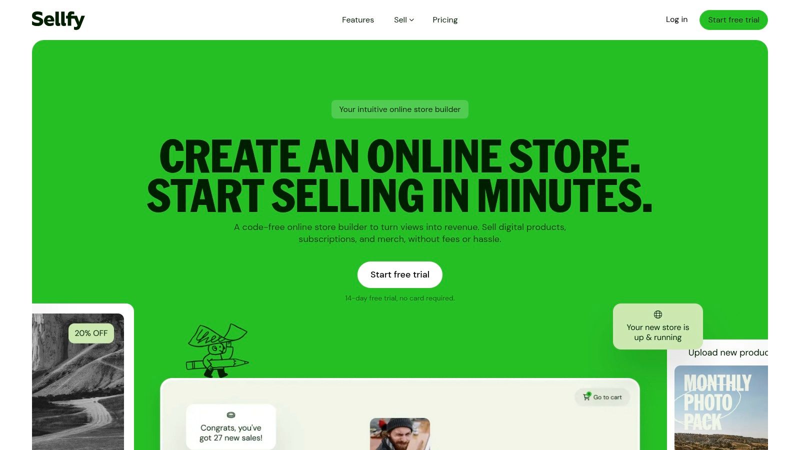 An online store on a laptop screen, representing the simple storefronts created with platforms like Sellfy.