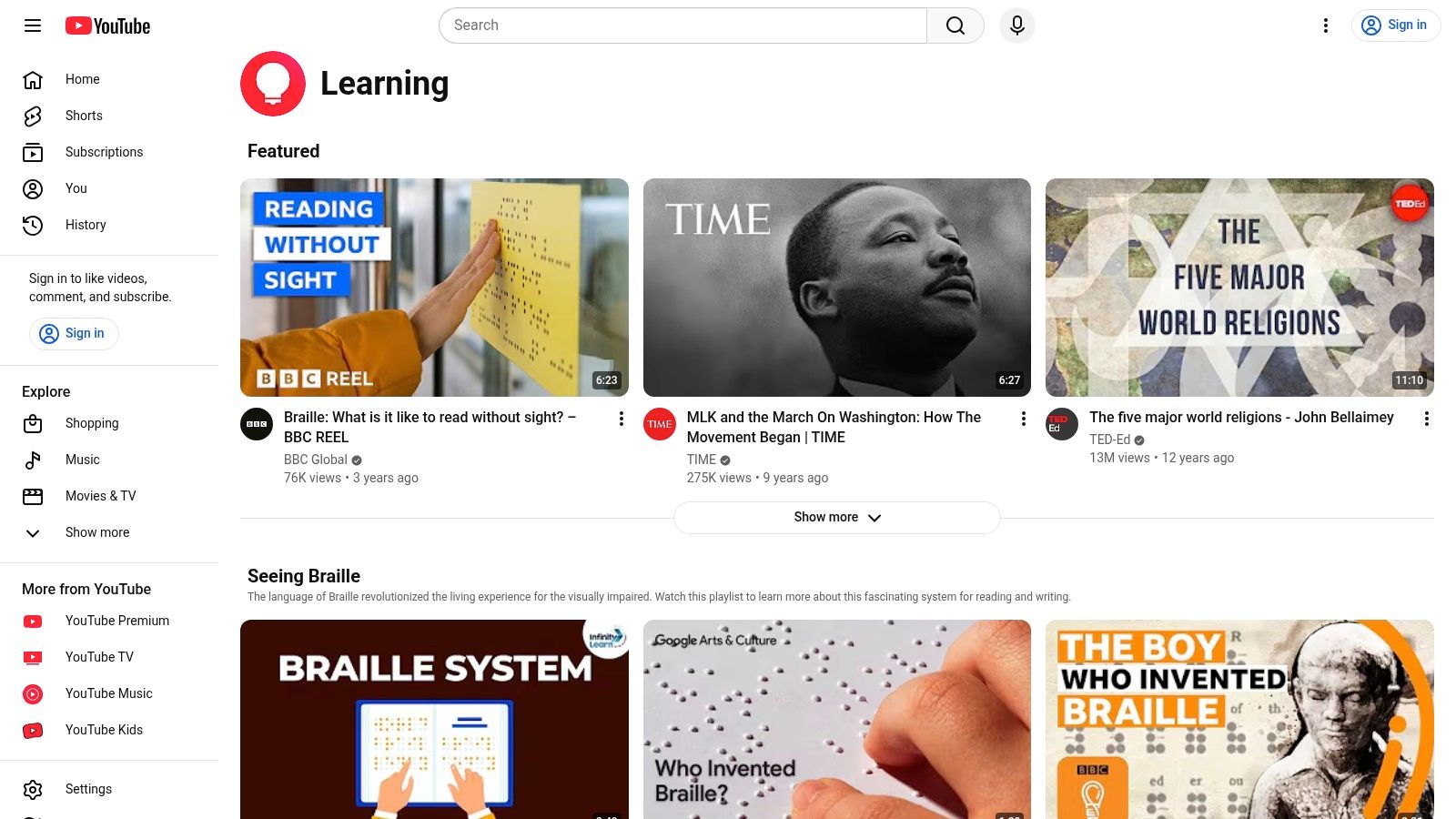 YouTube Learning