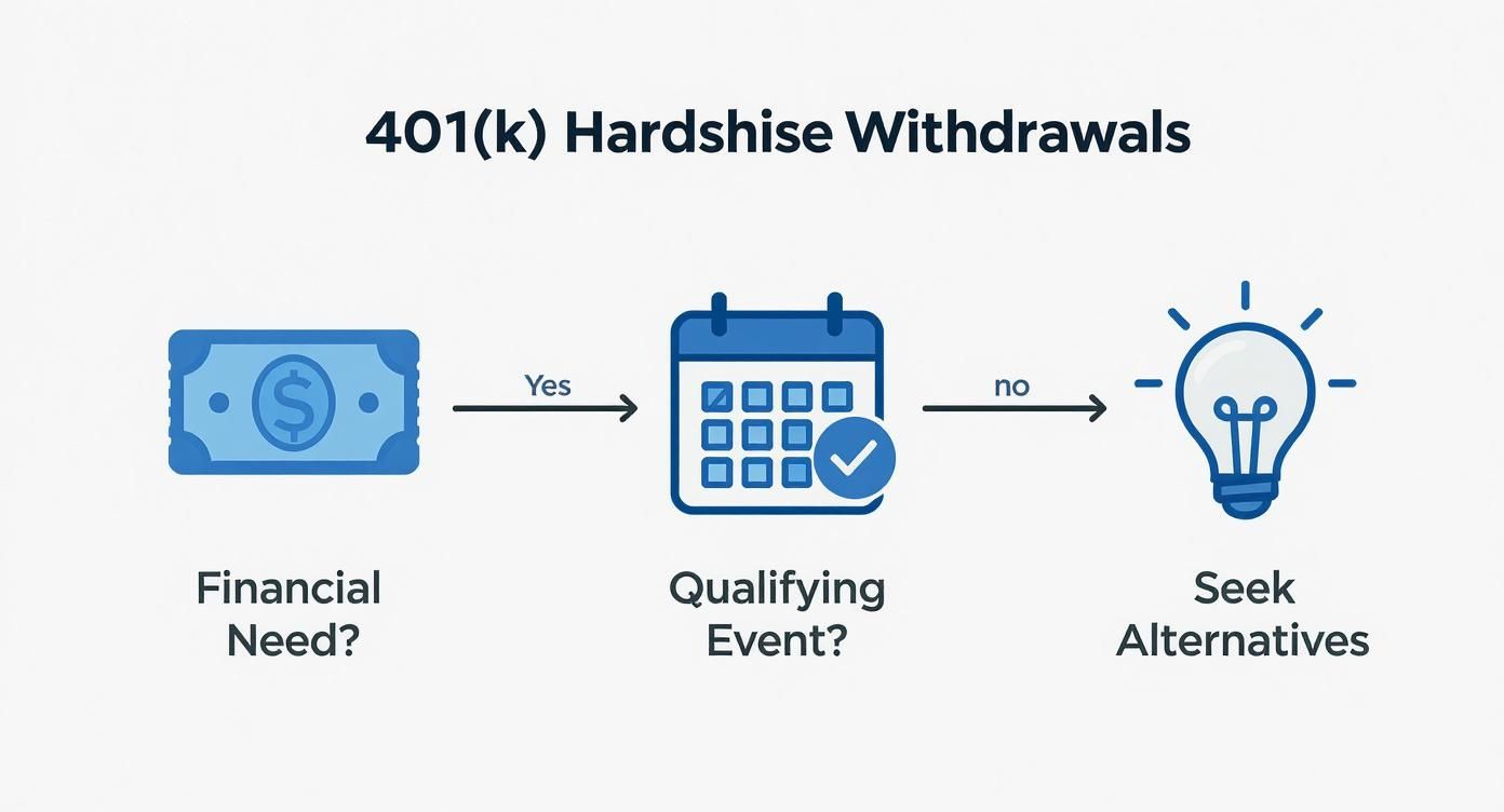 Infographic decision tree about taking money out of 401k early