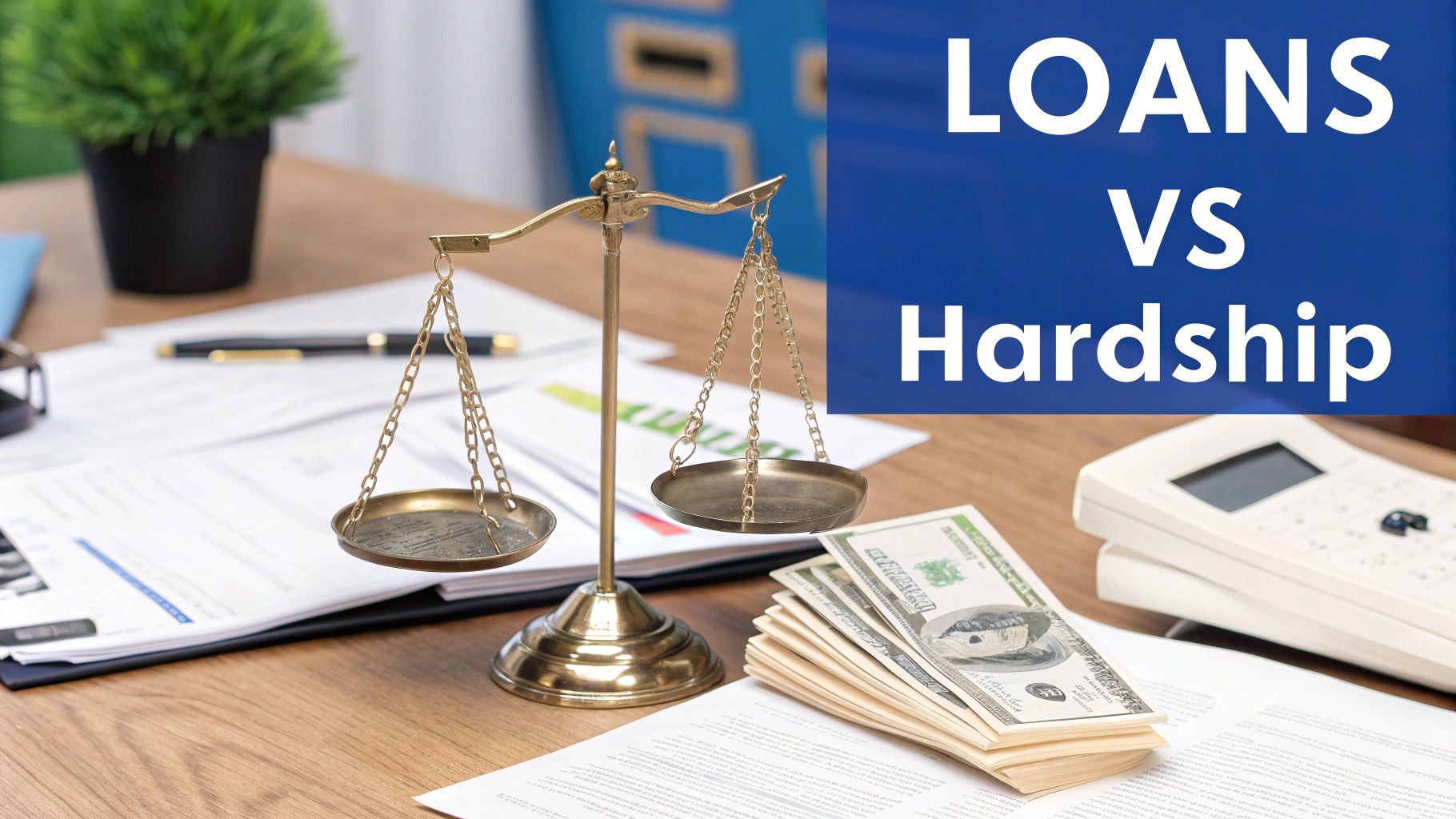 A person at a crossroads, one sign pointing to 'Loan' and another to 'Withdrawal', symbolizing the choice between different 401k access options.