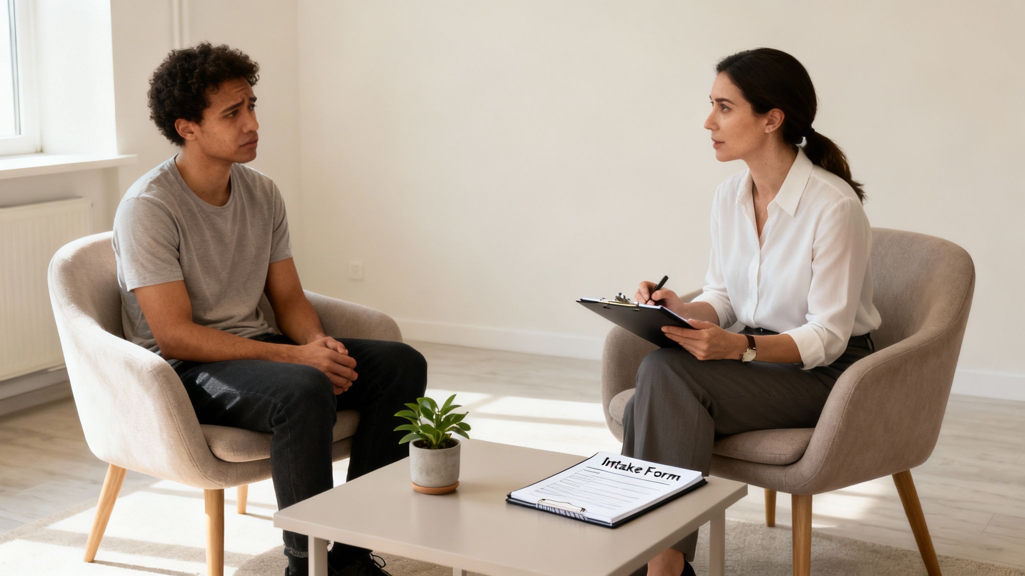 Client intake at reVIBE Mental Health