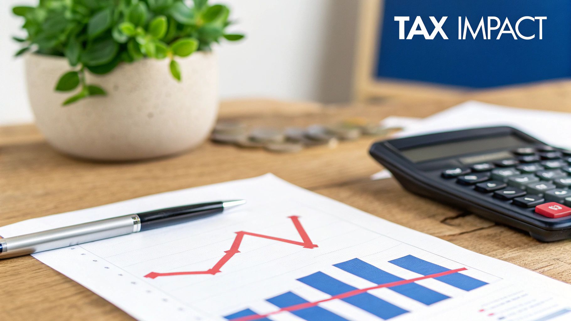 A person using a calculator while reviewing financial documents, symbolizing tax planning for retirement.