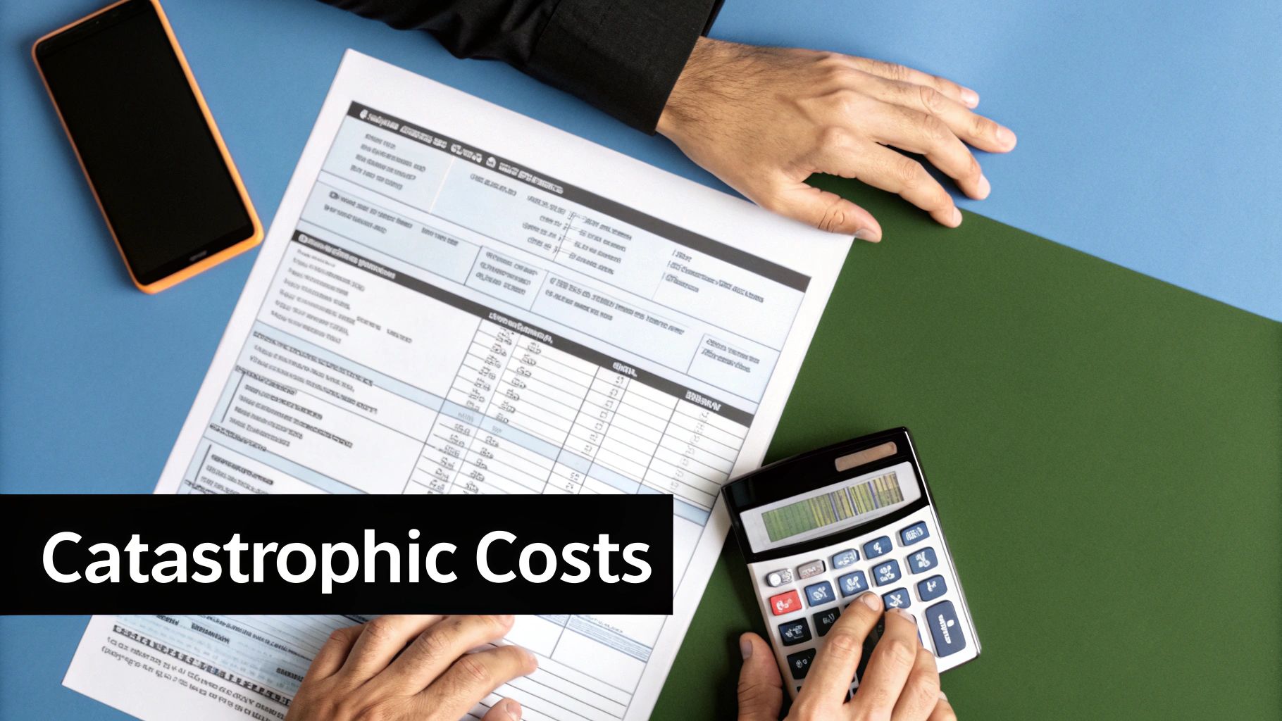 A close-up shot of scattered medical bills on a table, conveying financial stress.