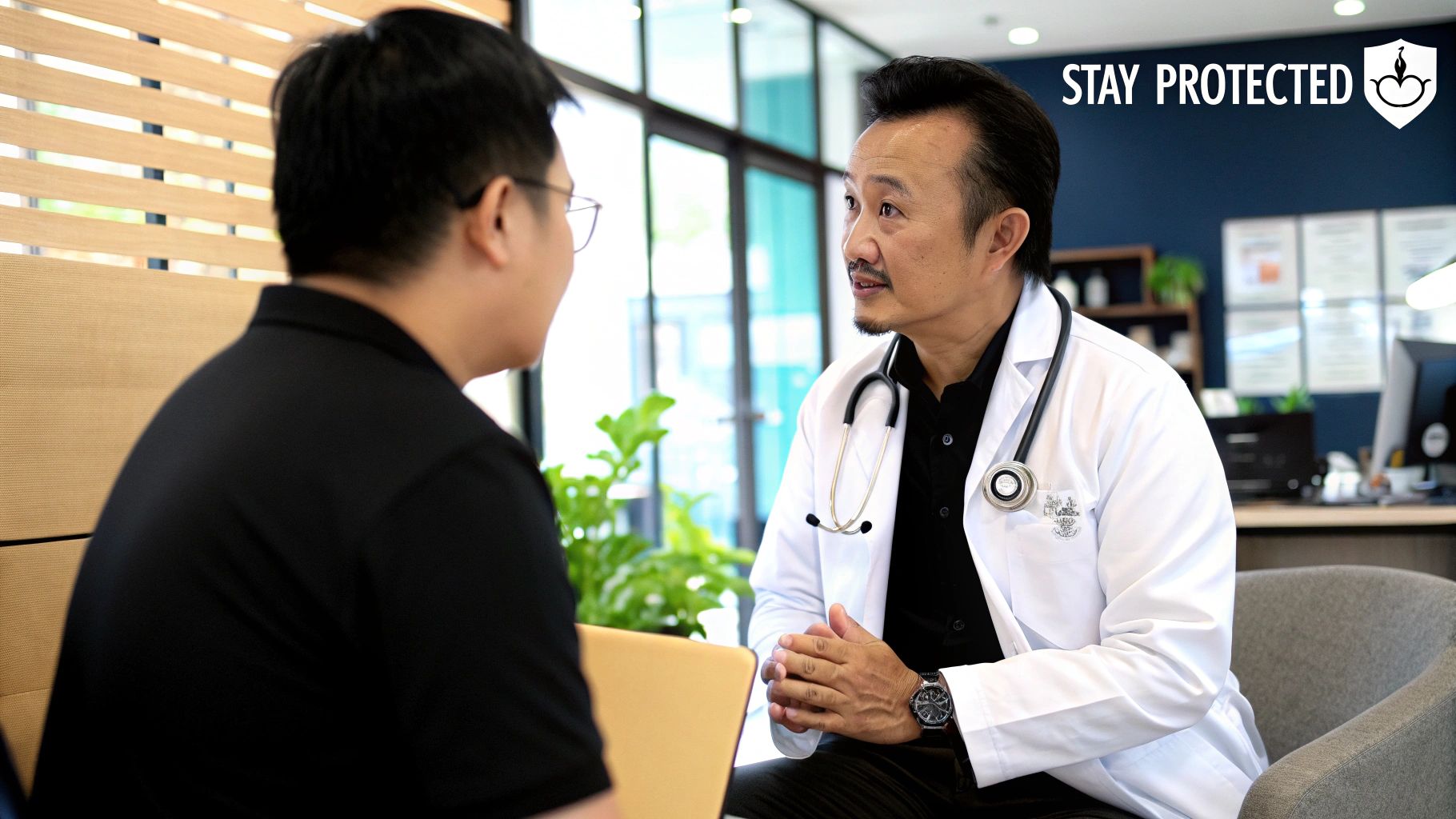 Modern hospital interior with comfortable waiting area