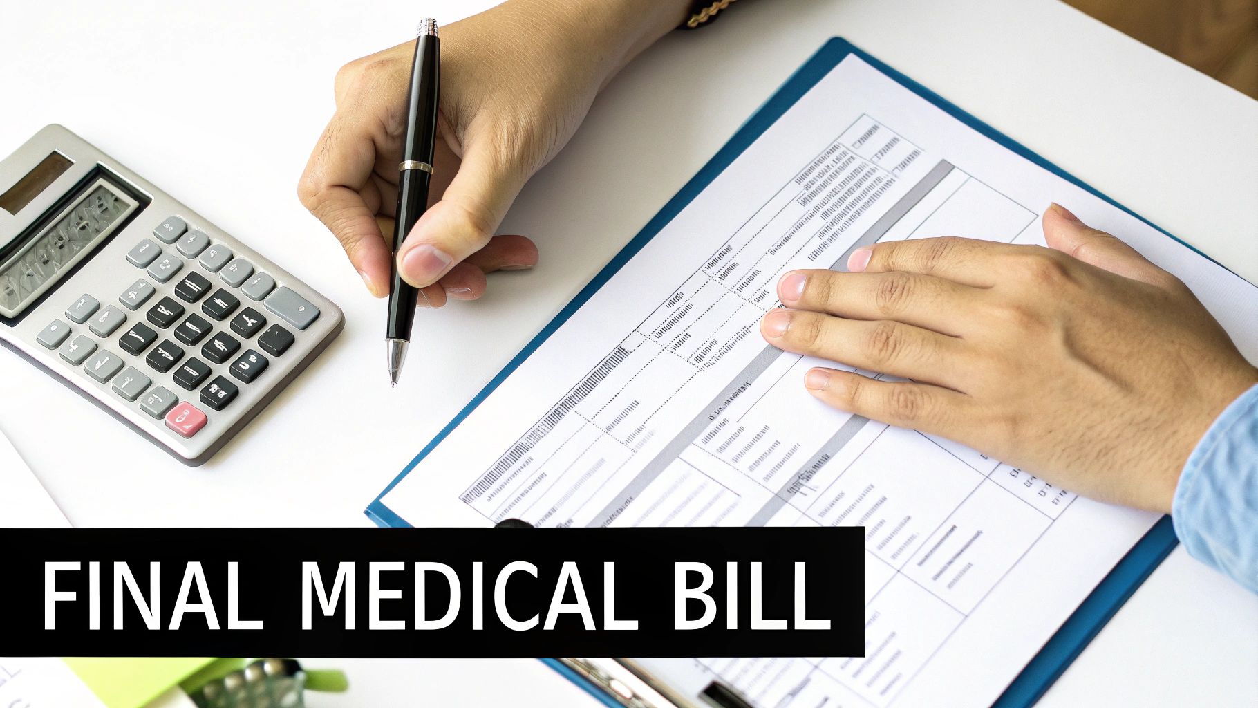 A clear, professional diagram illustrating the flow of medical costs from total bill to final out-of-pocket expense.