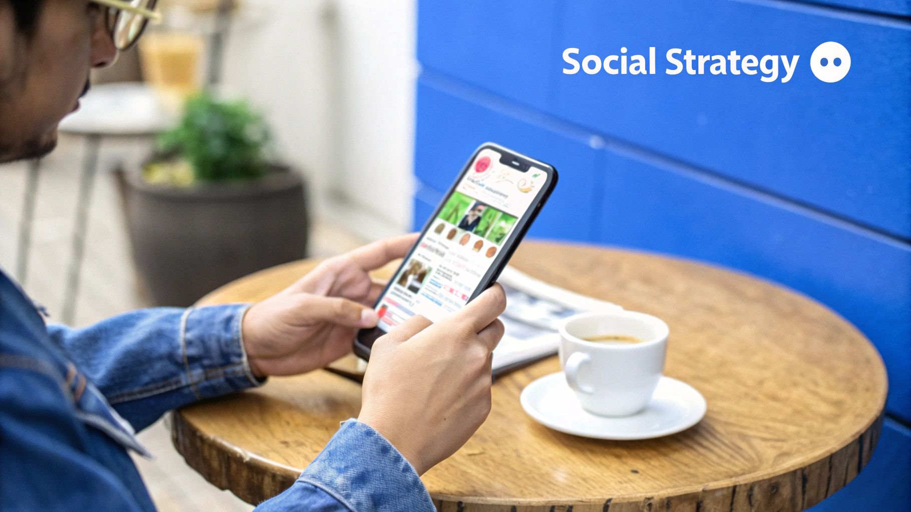 A person creating a social media marketing strategy on a whiteboard