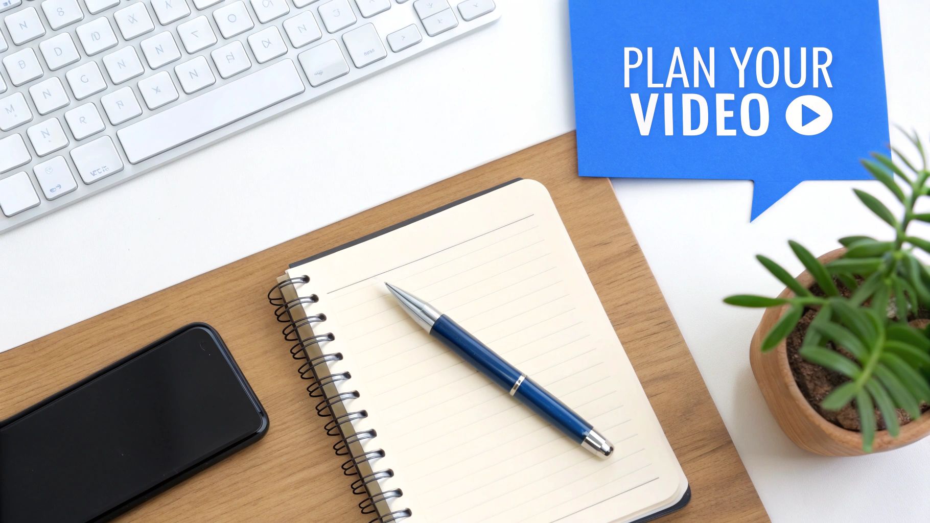 A person writing in a notebook, brainstorming ideas for a short video script