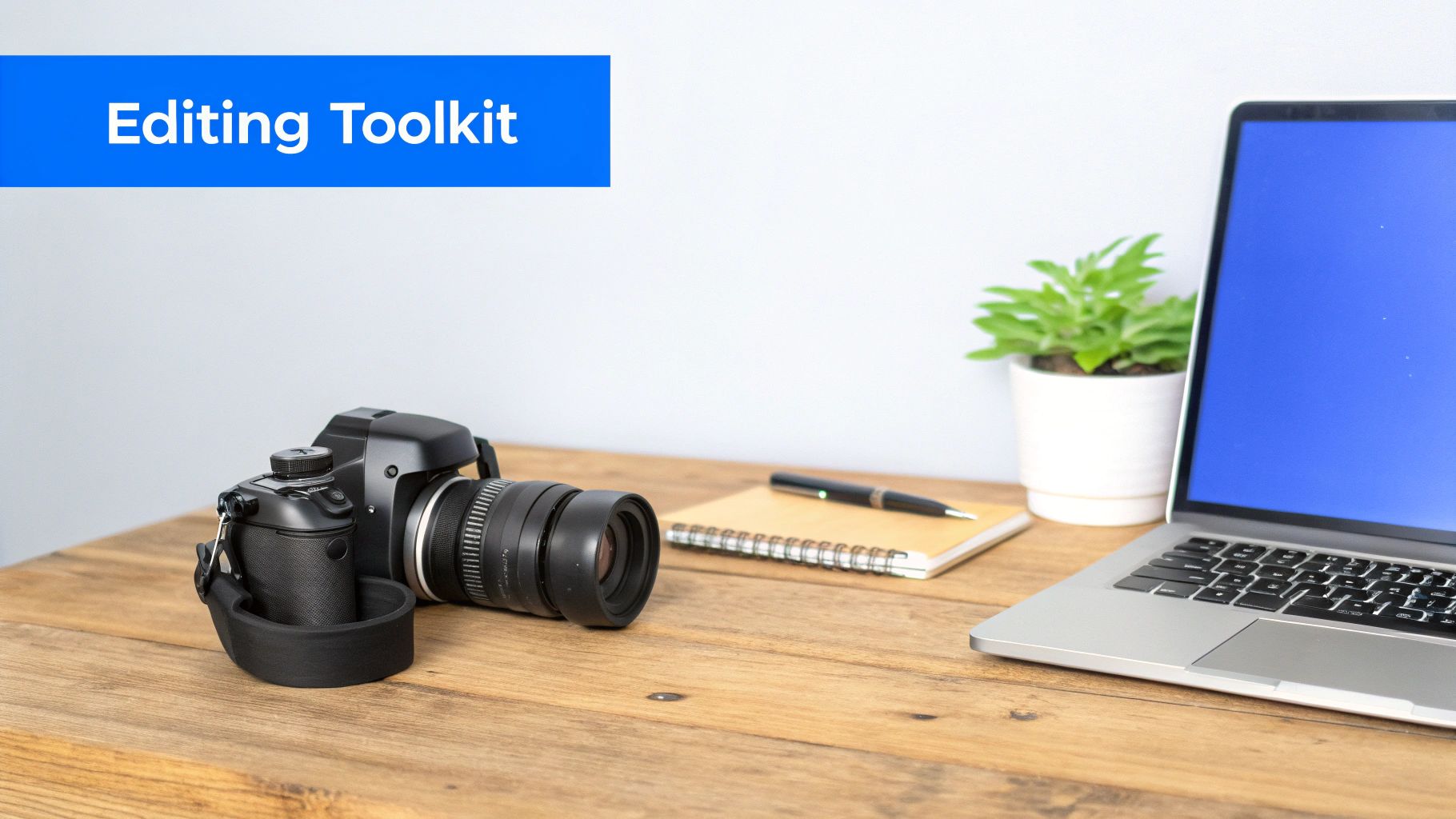 A collection of video editing tools and AI icons arranged on a digital workspace.