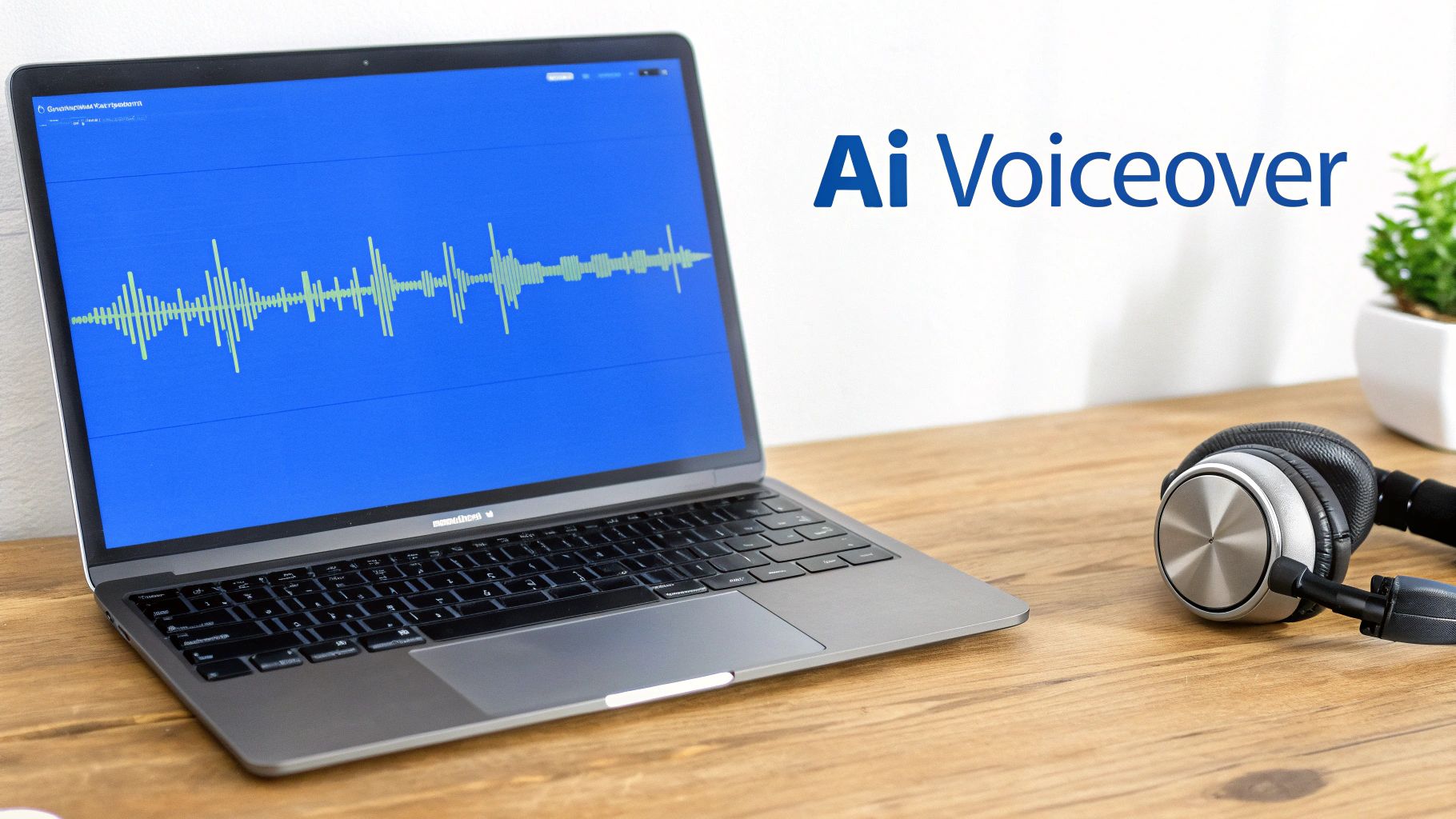 A person using a laptop to create an AI voiceover for a TikTok video