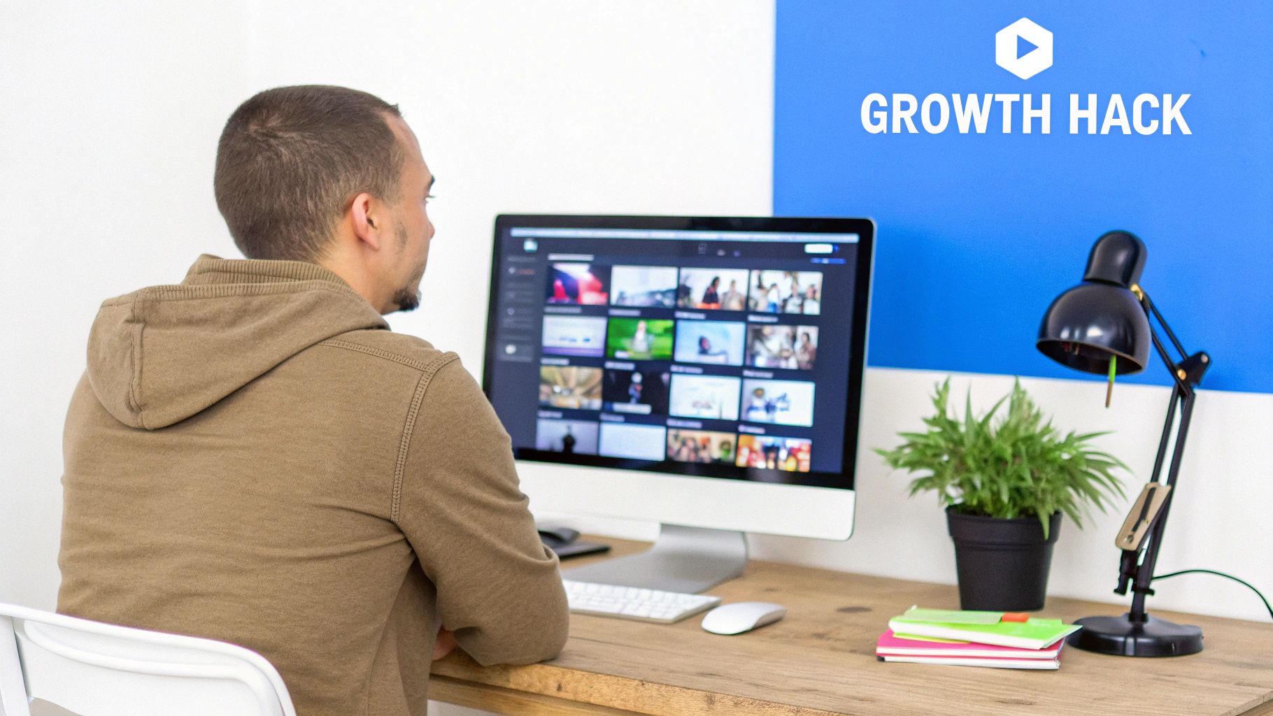 A person editing a video on a laptop with a smartphone showing a vertical video next to it.