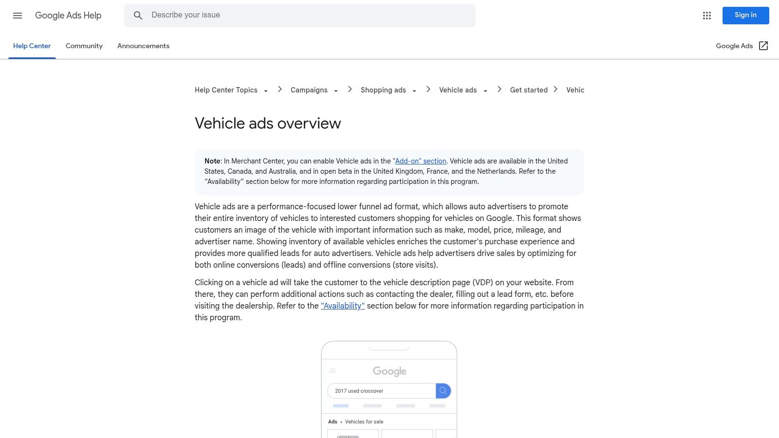 Google Ads – Vehicle Ads