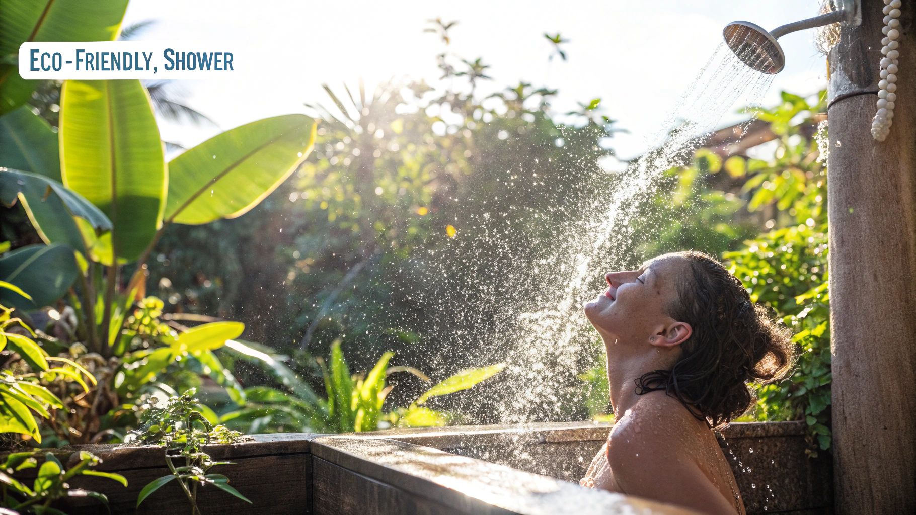 A close-up of a modern shower head with water spraying out, symbolizing questions about GPM.