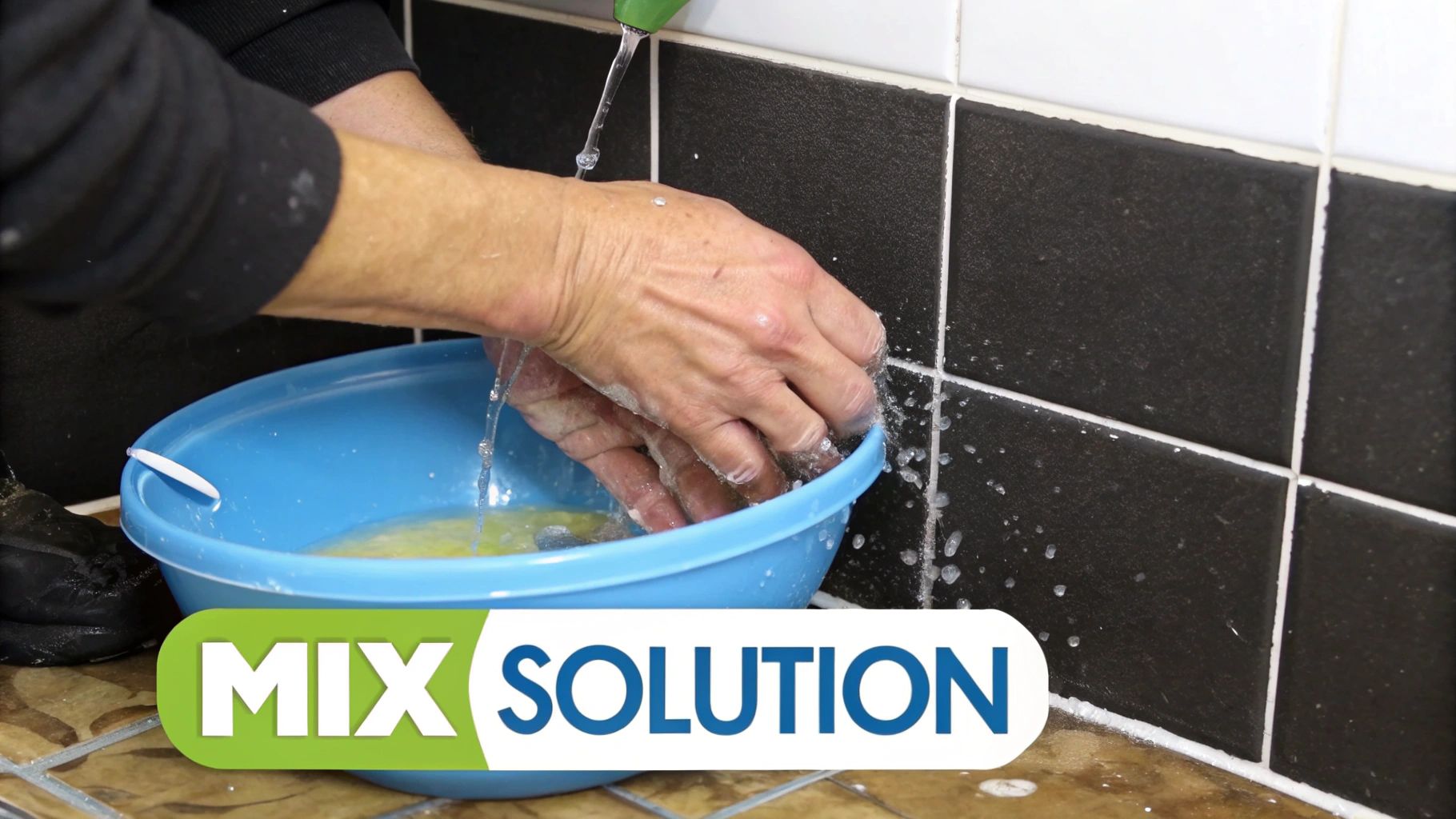 A collection of shower cleaning supplies, including spray bottles, brushes, and microfiber cloths, neatly arranged.