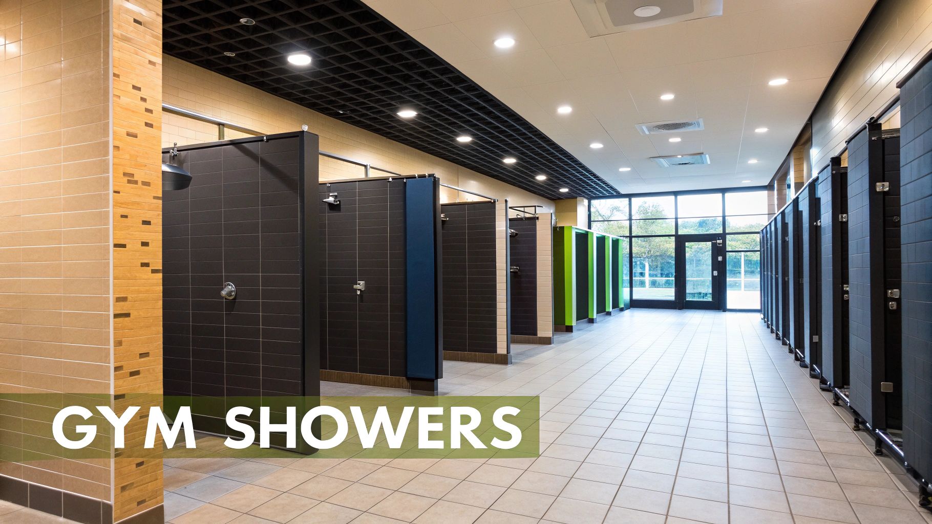A person showering at the gym