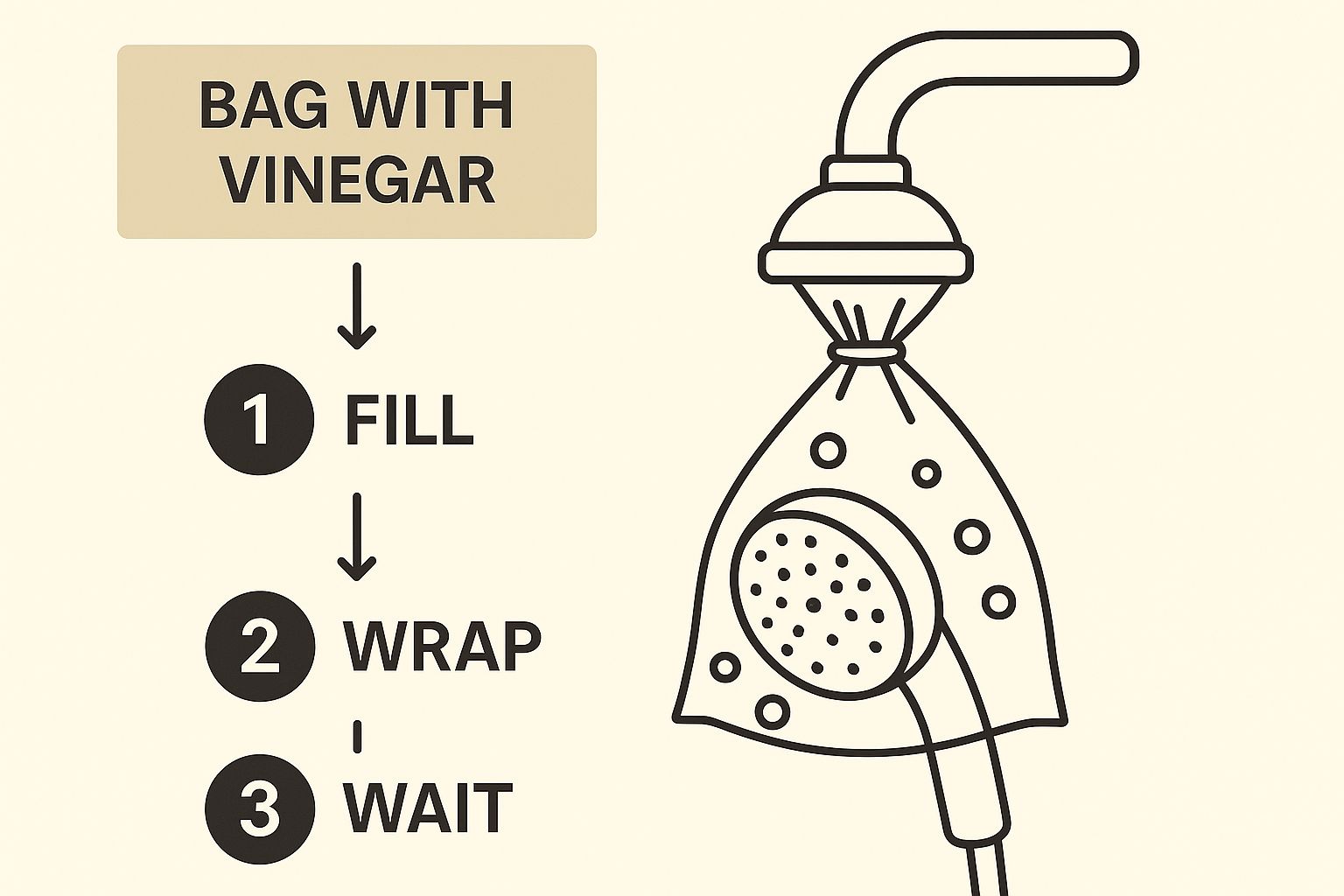 Infographic about how to clean a shower head vinegar