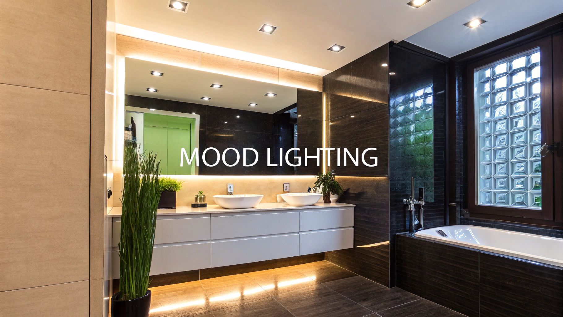 A spa-like bathroom featuring natural stone walls, a wooden vanity, and a teak shower bench, creating a warm, organic ambiance.