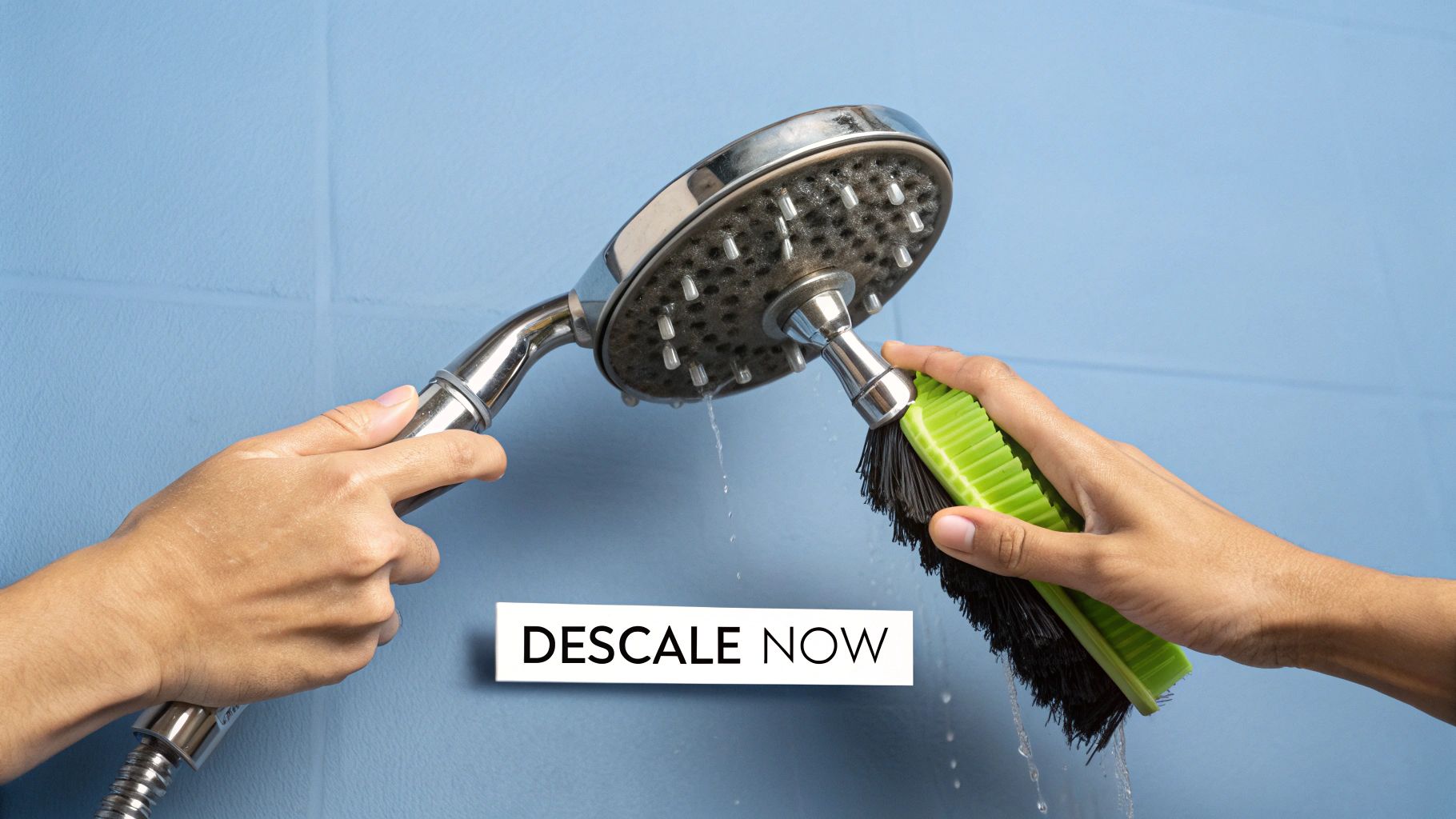 A variety of shower heads displayed on a wall.