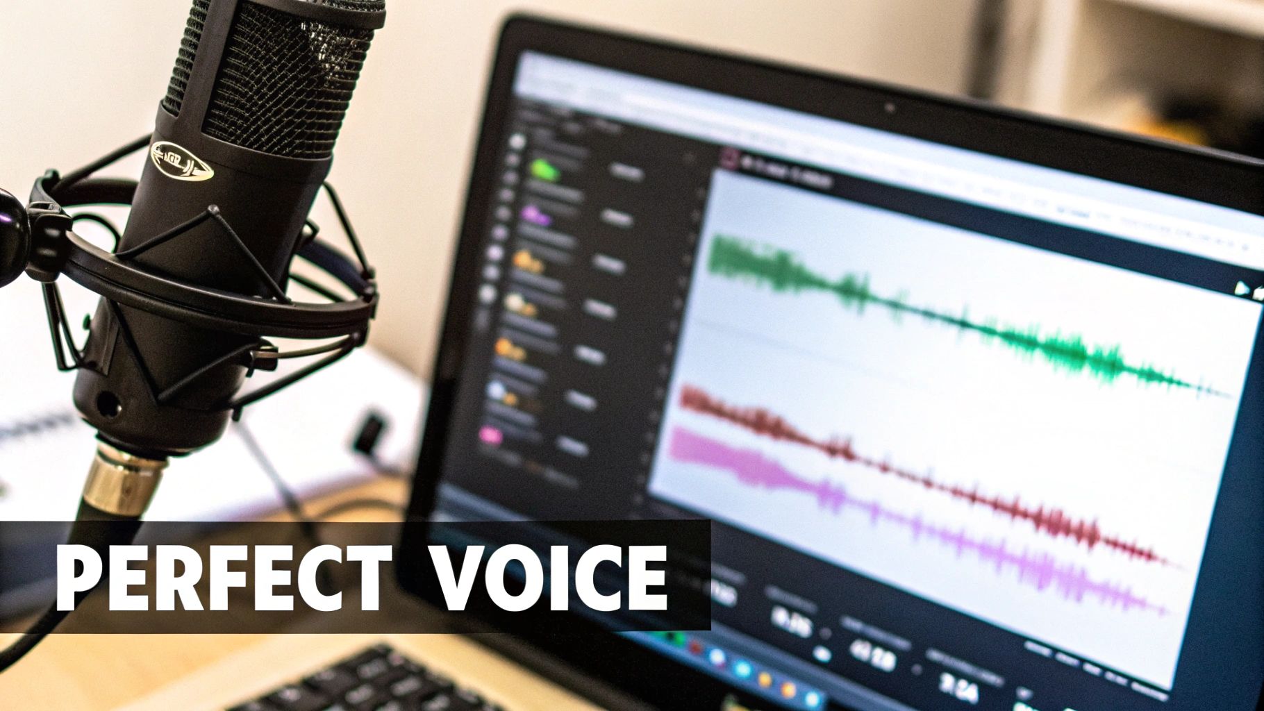 A digital audio workstation showing audio and video tracks being synchronized on a computer screen.