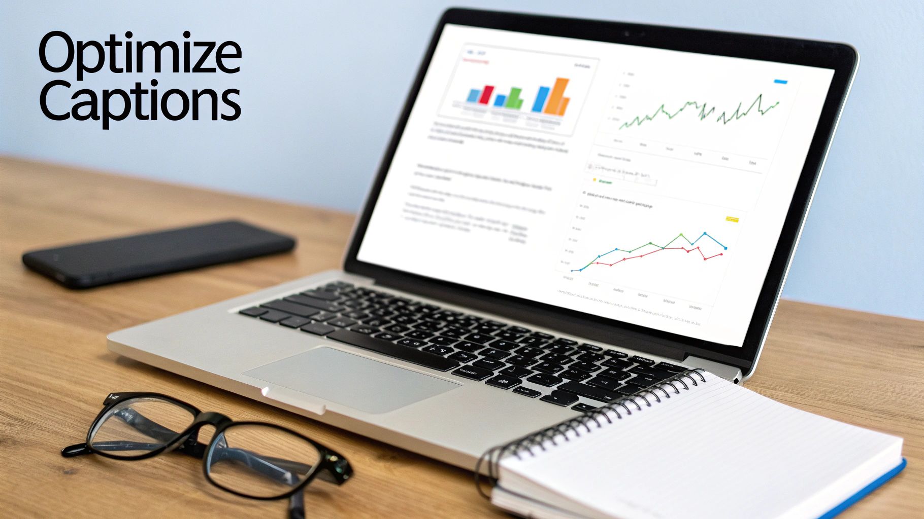 Person reviewing subtitles on a laptop with a search engine results page in the background.