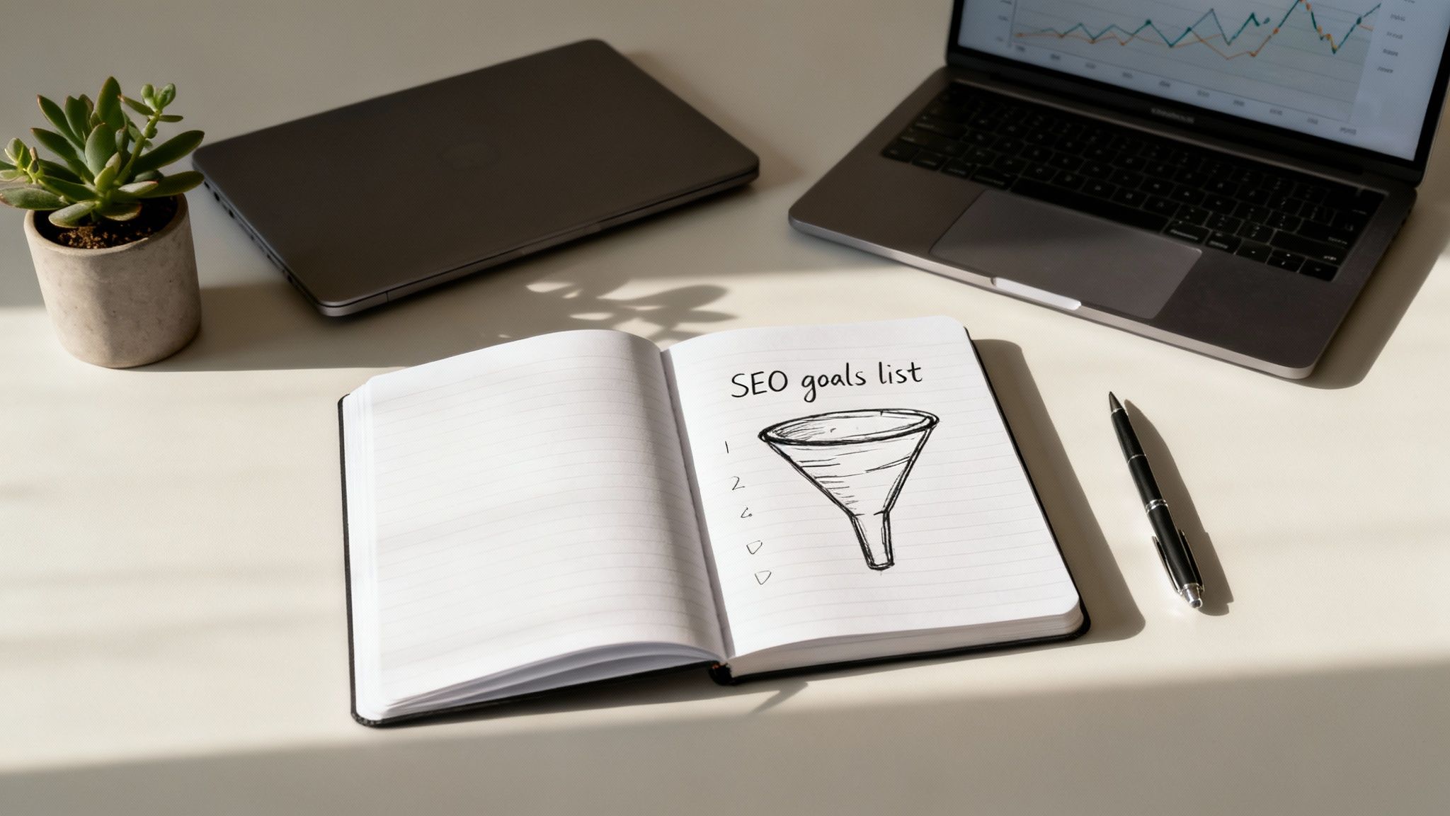 A person at a desk with sticky notes, planning a strategy on a glass wall