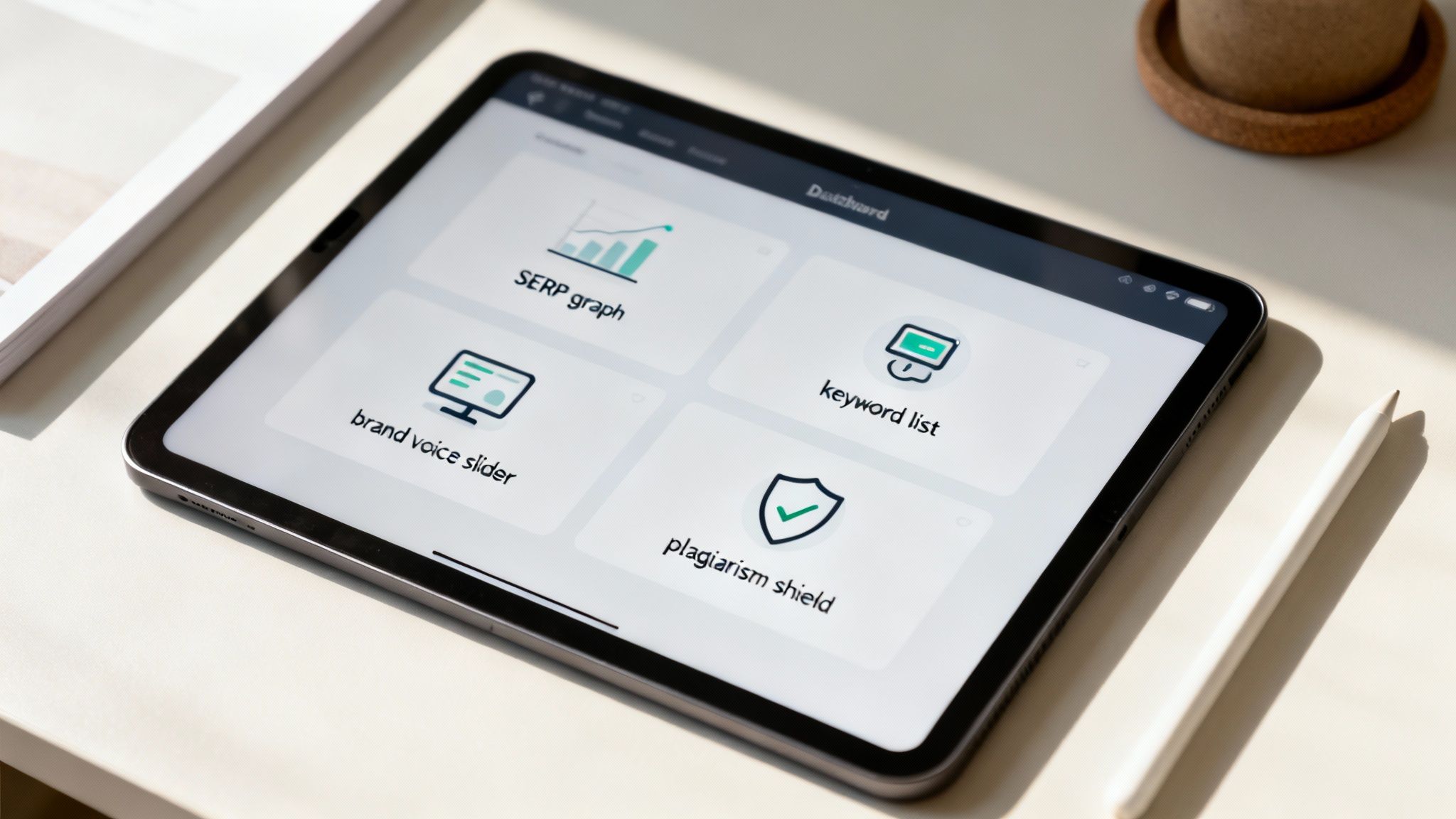 A screenshot of an SEO interface showing keyword analysis and content structure