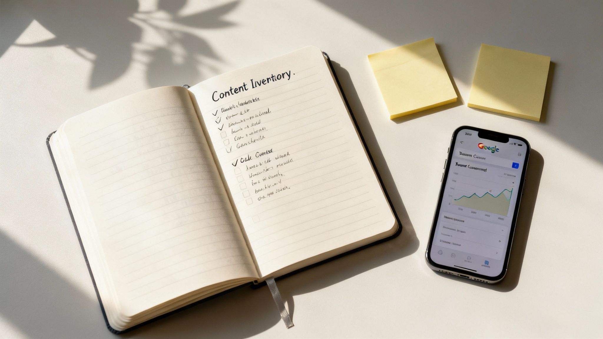 A person at a desk analyzing charts and data on a computer screen, preparing for a content gap analysis.