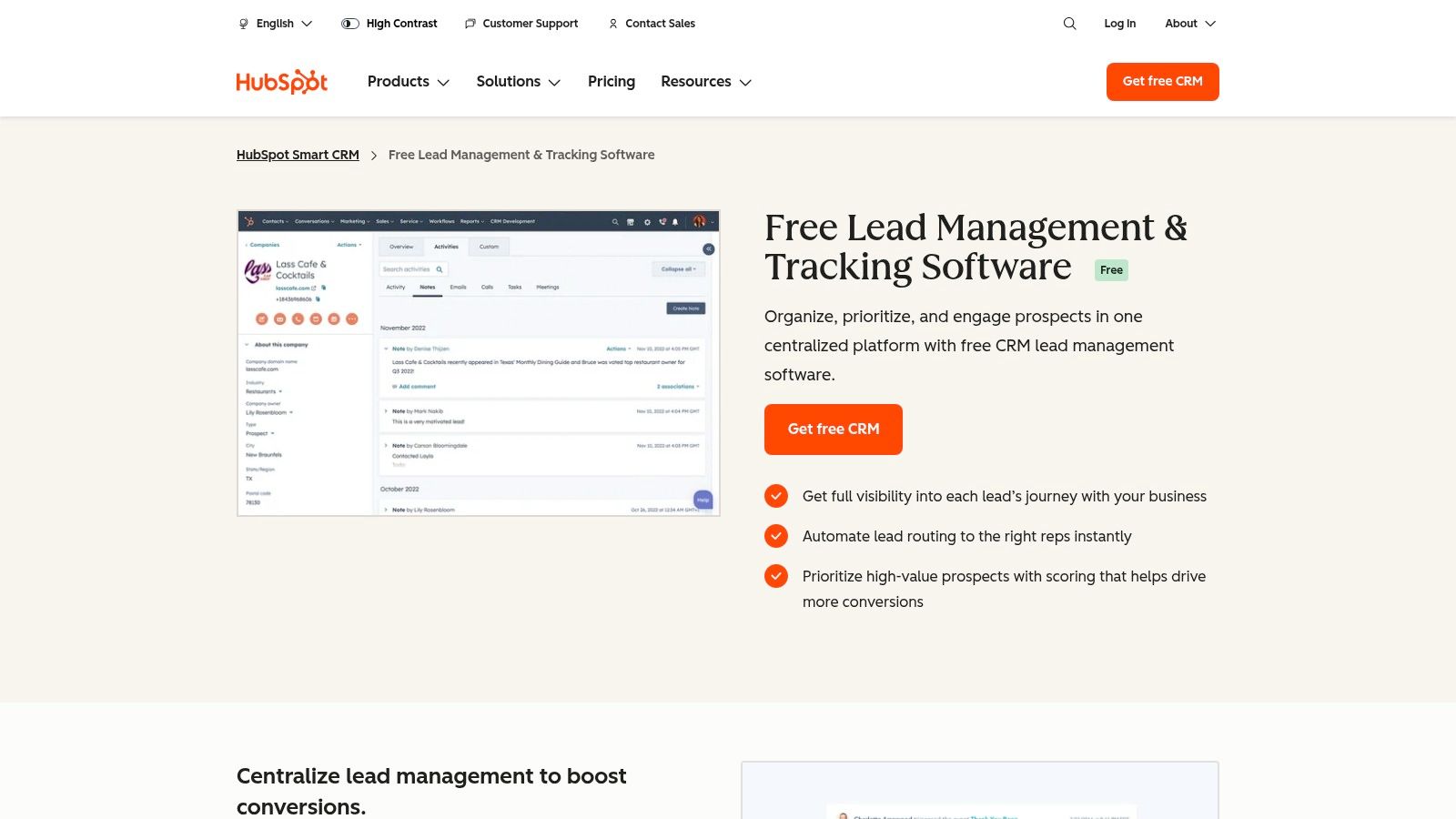 HubSpot – Marketing Hub (lead capture & management)