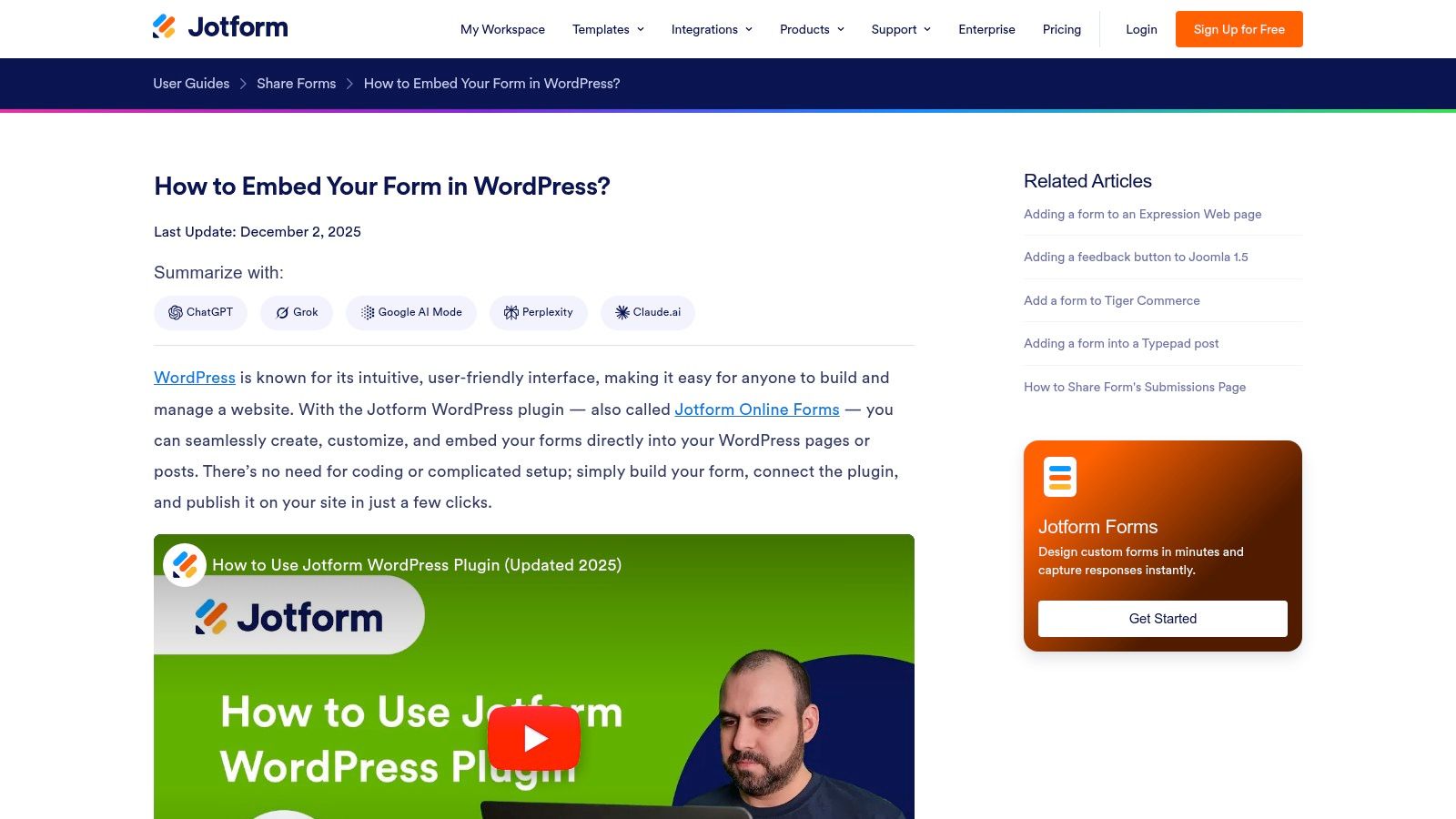 Jotform (WordPress embed)
