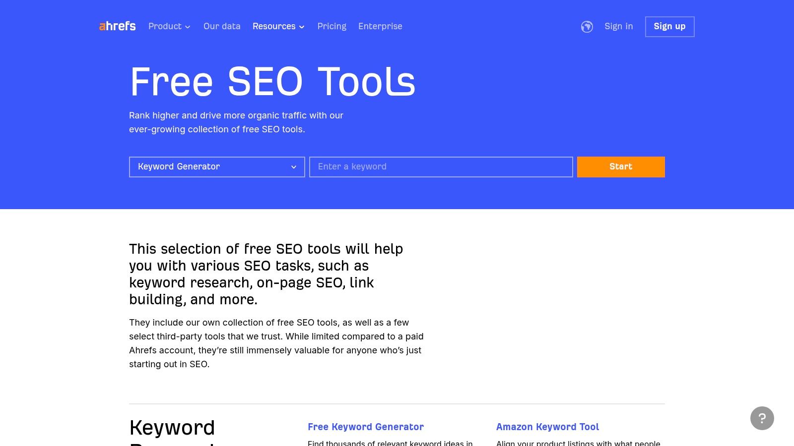 Ahrefs Free SEO Tools & SEO Toolbar