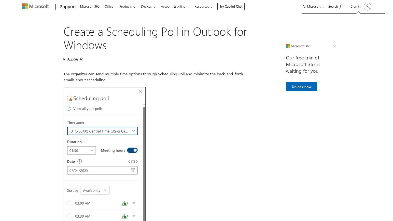 Microsoft Outlook – Scheduling Poll (formerly FindTime)