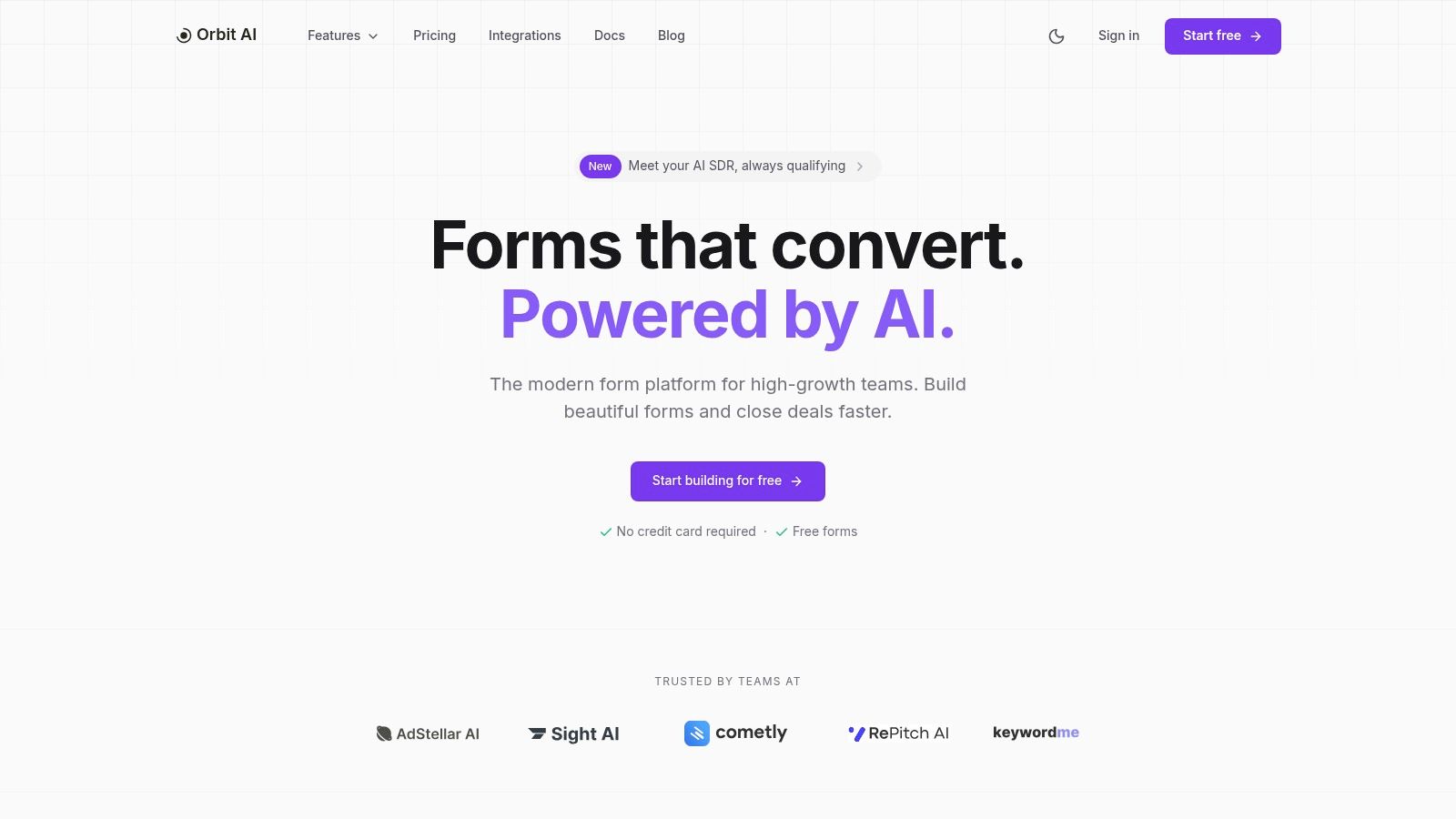 Orbit AI: The Best Online Form Builder for AI-Powered Lead Qualification