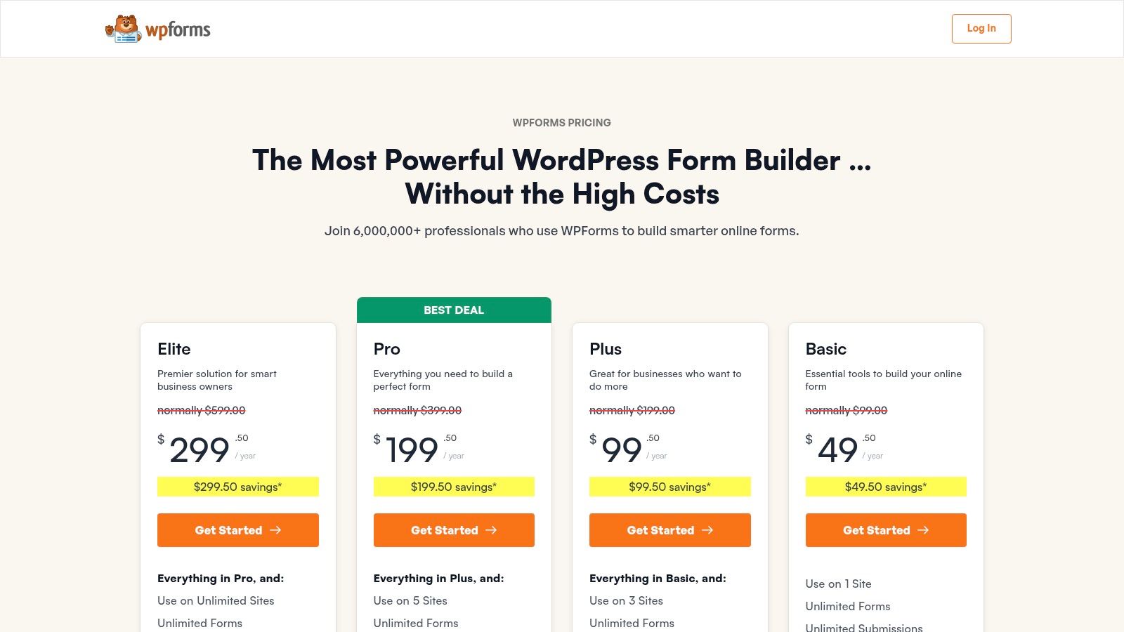 WPForms Pricing Plans