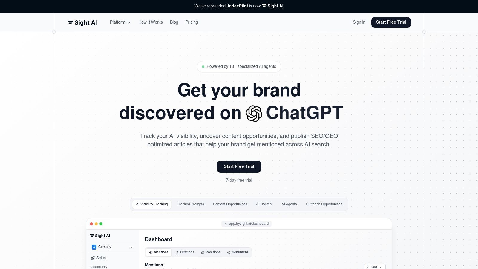 An illustration showing how Sight AI automates AI and SEO marketing content creation