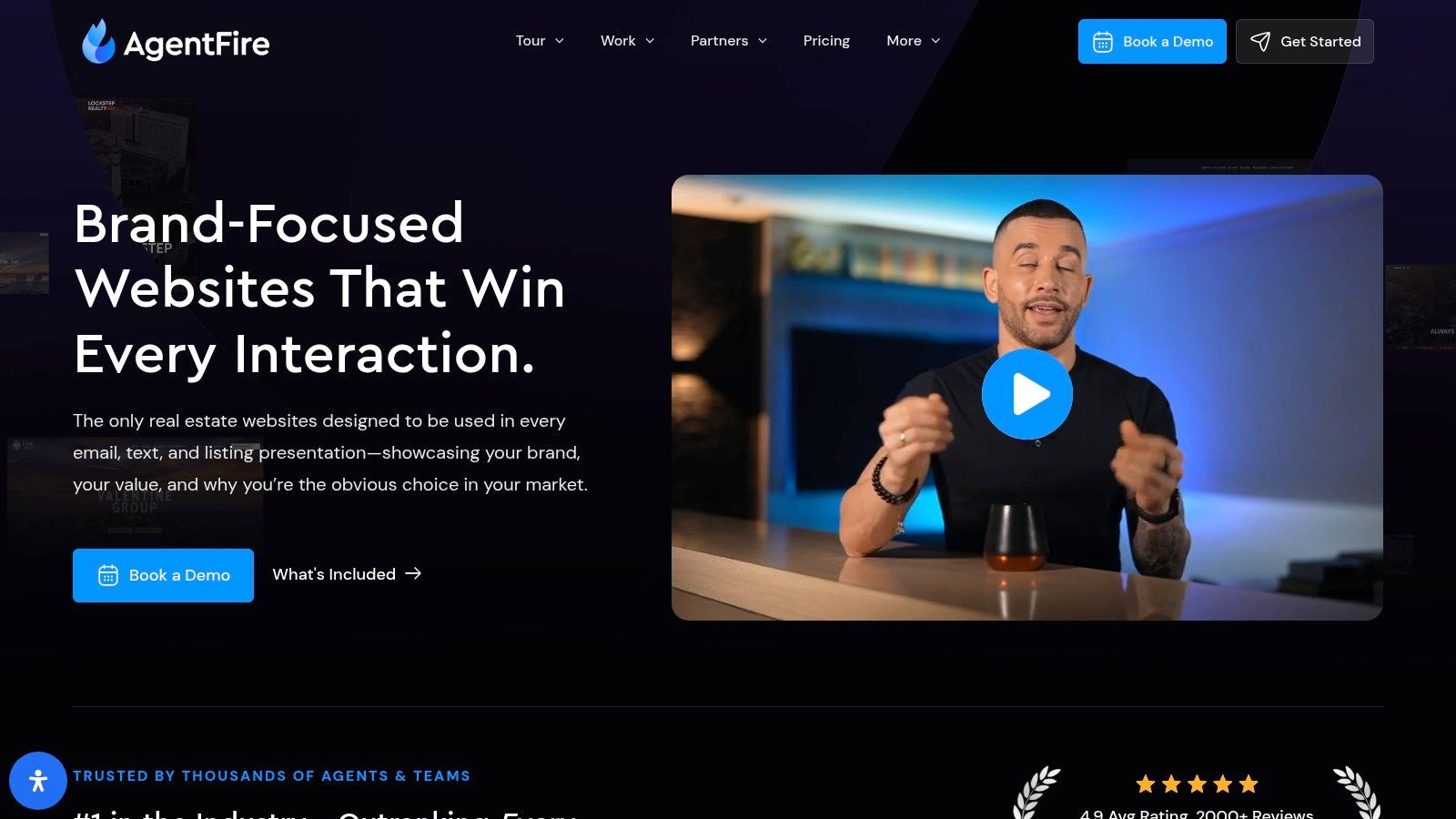 AgentFire platform showing a real estate website template