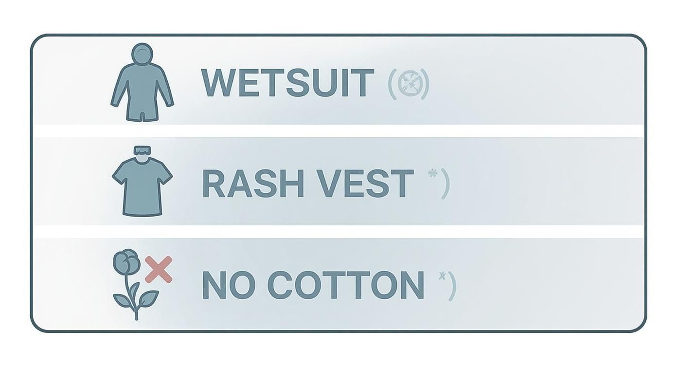 Infographic about what to wear paddle boarding