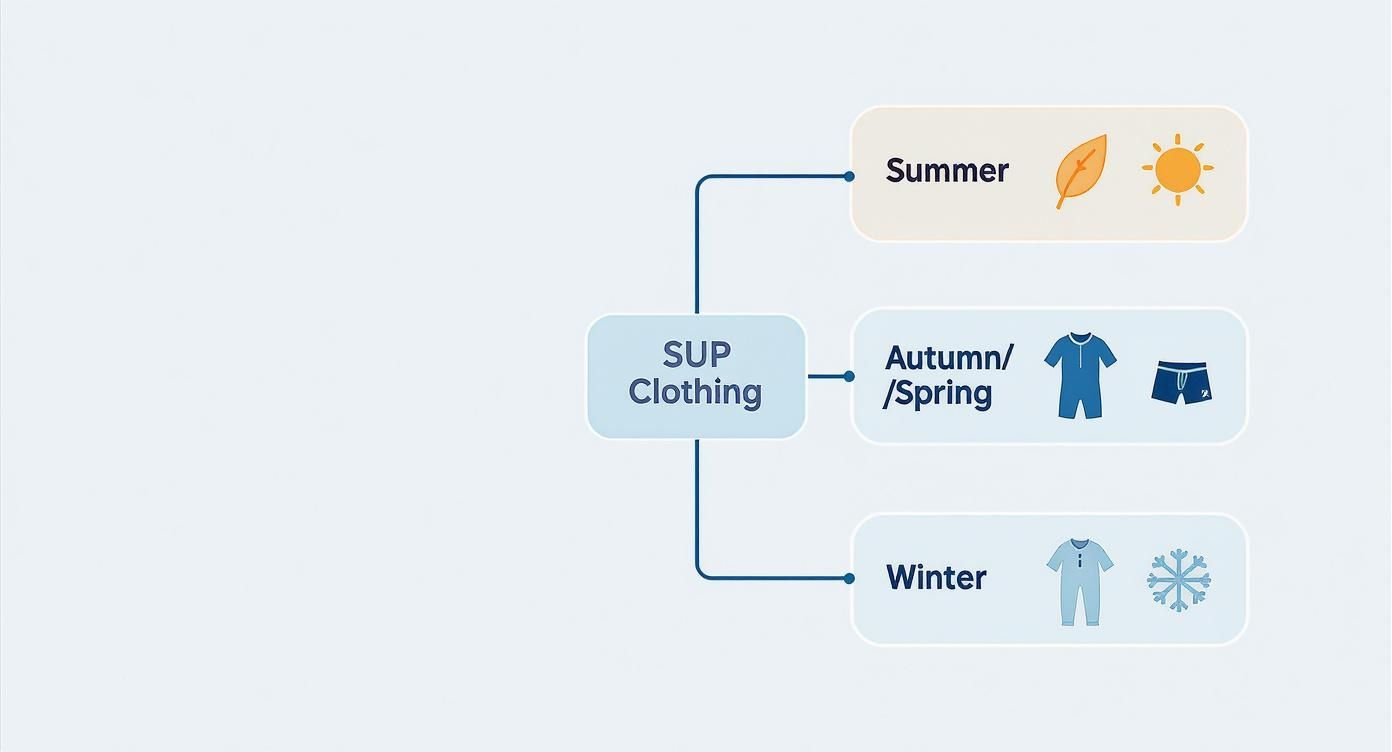 Infographic about what to wear stand up paddle boarding
