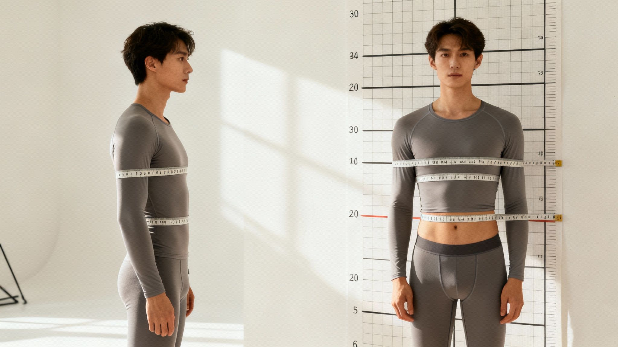 A person trying on a wetsuit to ensure a perfect fit before a water sports session.