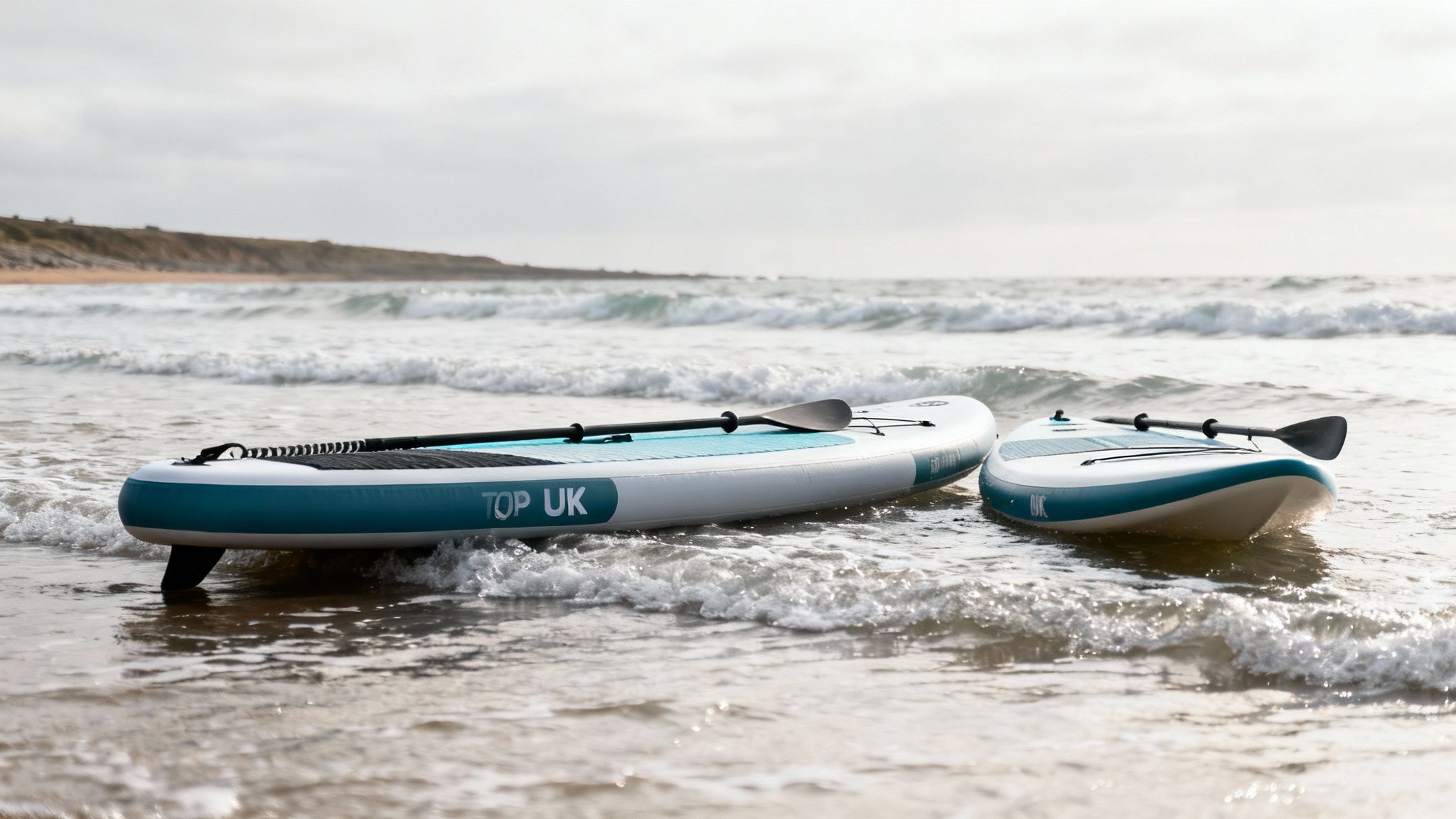 A person paddling a Loco board on a calm UK waterway.