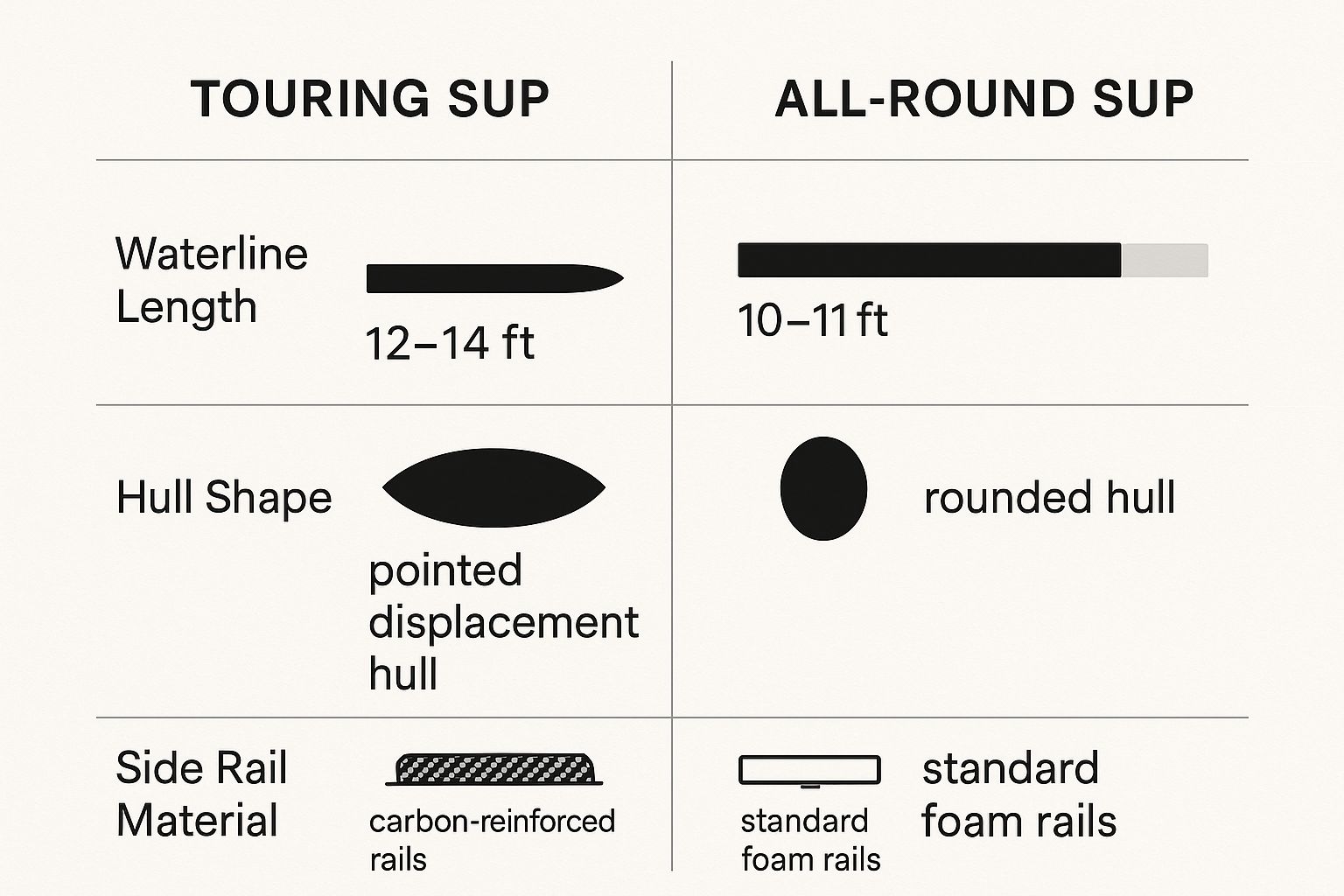 Infographic about touring paddle board