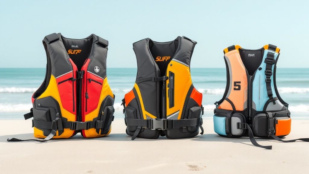 A person adjusting their buoyancy aid for a perfect fit before paddleboarding.
