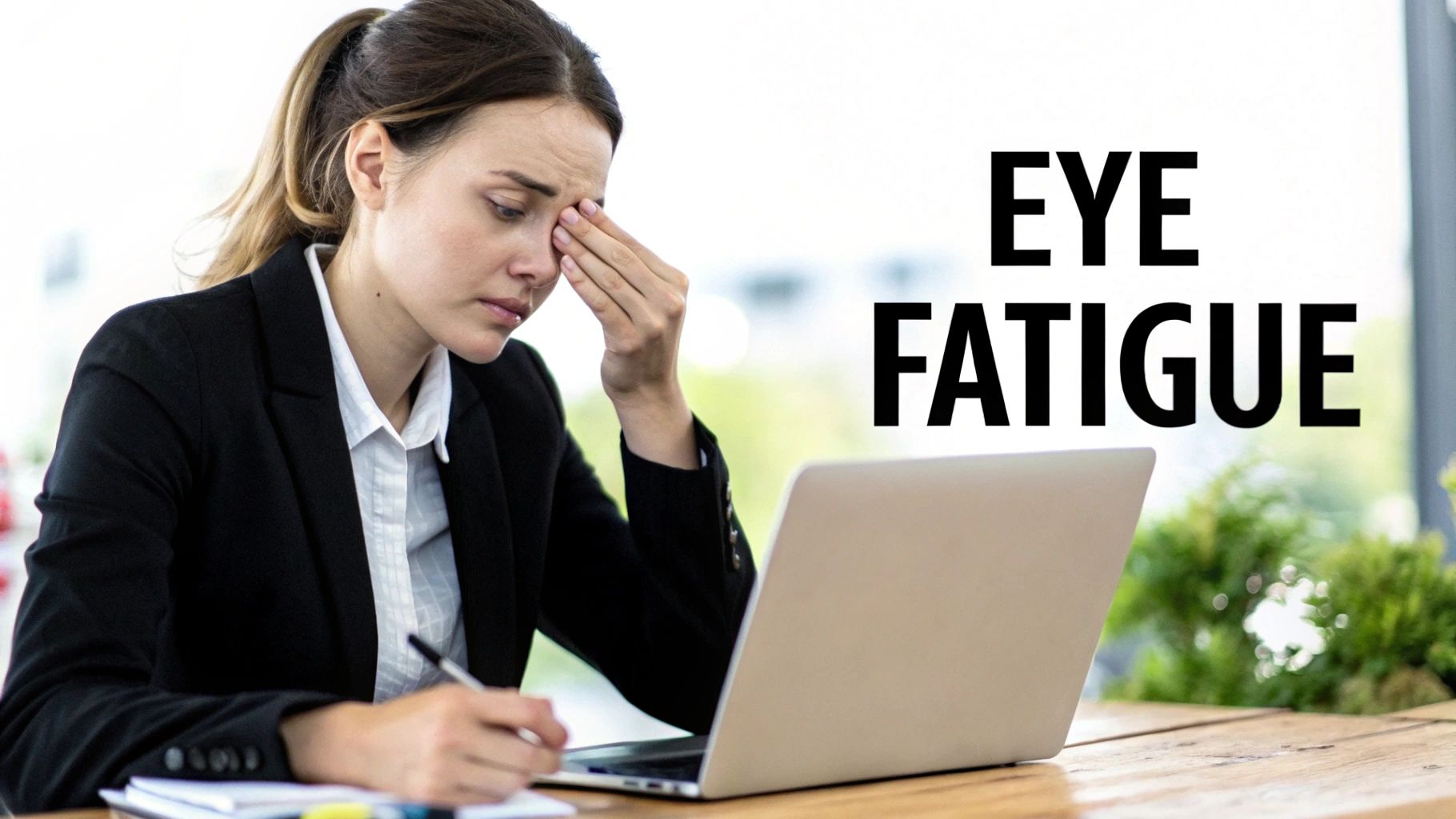 A person wearing Element Lux blue light blocking glasses while working on a laptop.