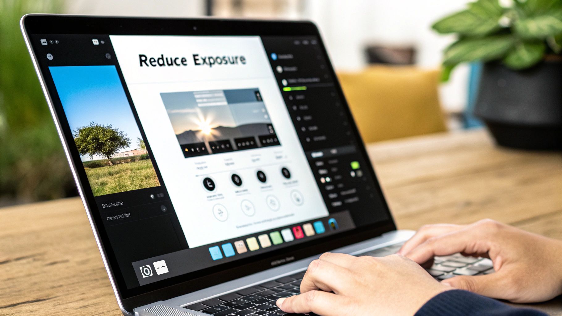 A person wearing Element Lux blue light blocking glasses while looking at a phone in a dimly lit room