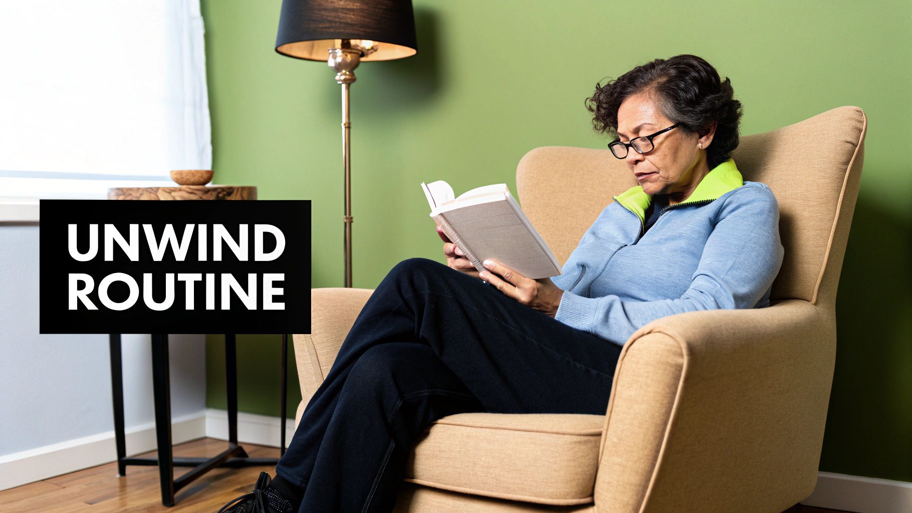 A pair of Element Lux blue light blocking glasses with a stylish frame resting on a book.