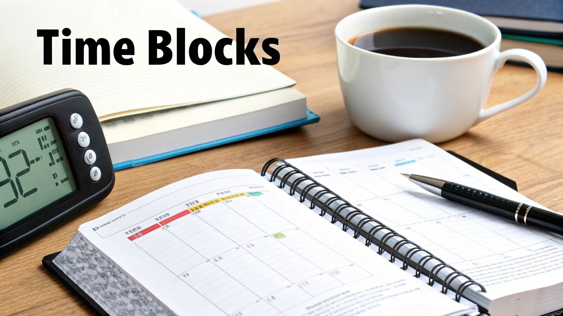 A student using the Pomodoro Technique with a timer on their desk next to their laptop and study materials.