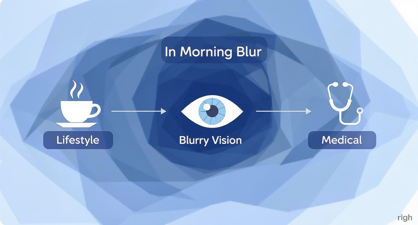 Infographic about blurry vision when waking up