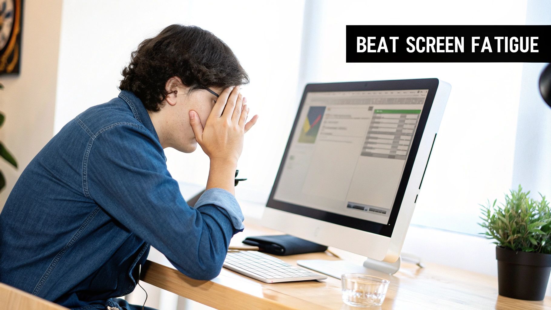 A pair of Element Lux blue light blocking glasses resting on a laptop keyboard.