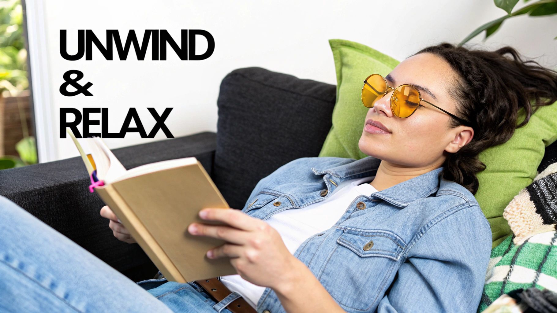 Element Lux blue light blocking glasses with amber lenses on a wooden surface