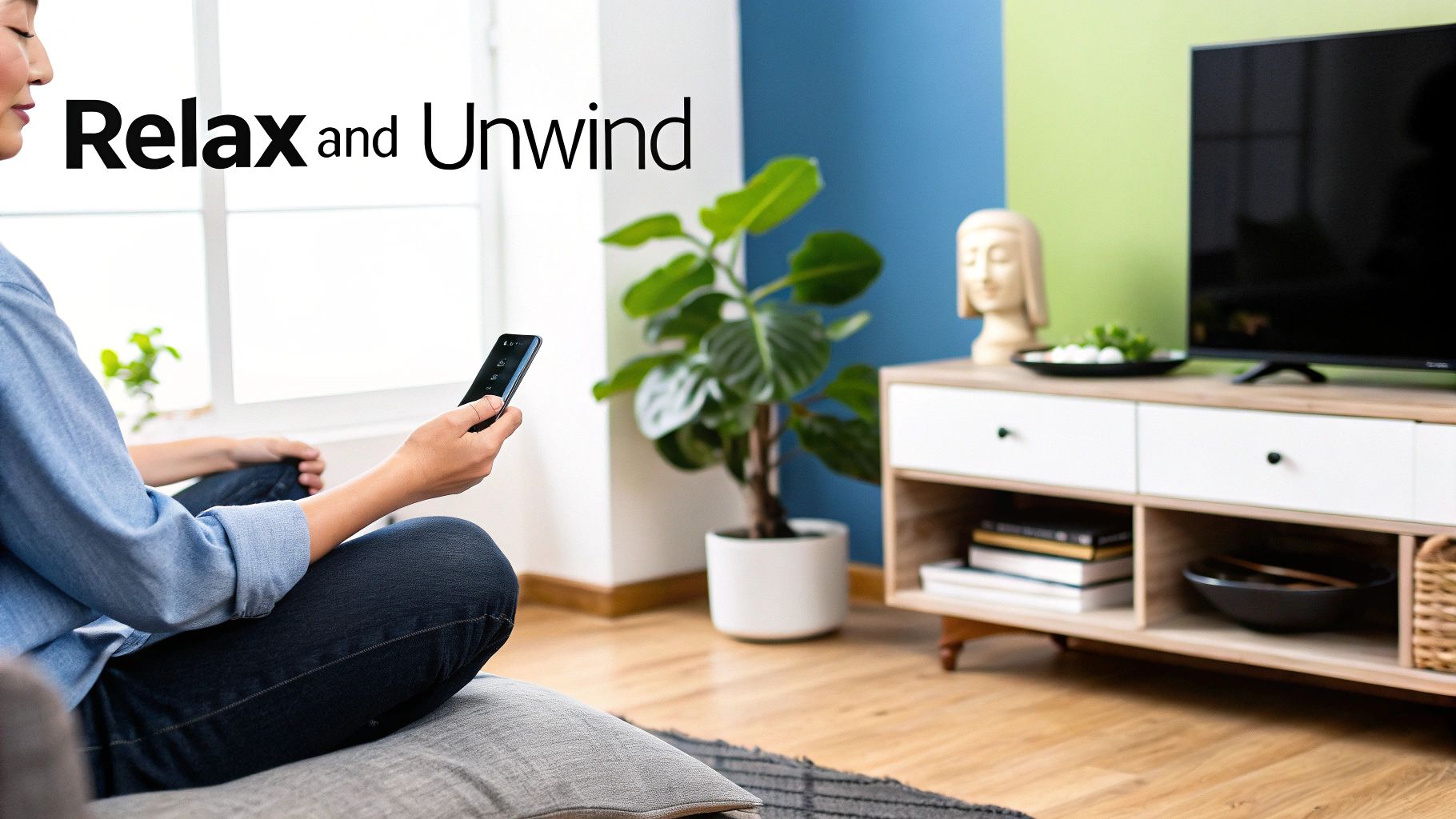 A person relaxing in the evening, wearing Element Lux blue light blocking glasses.