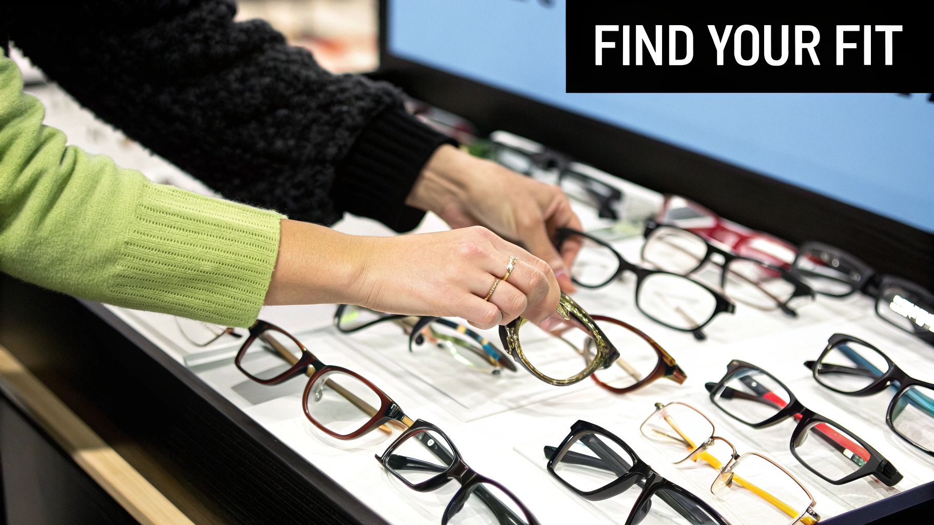 Woman wearing Element Lux blue light blocking glasses while working on a laptop