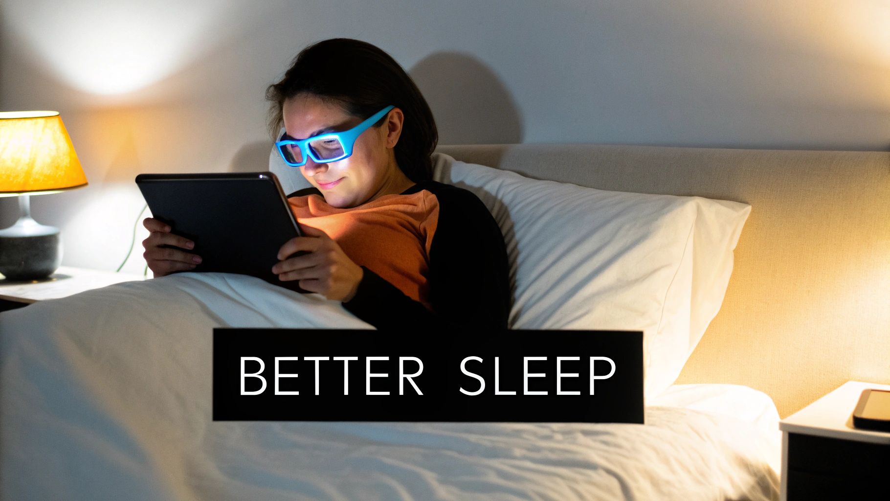 A pair of Element Lux blue light blocking sunglasses with orange lenses.